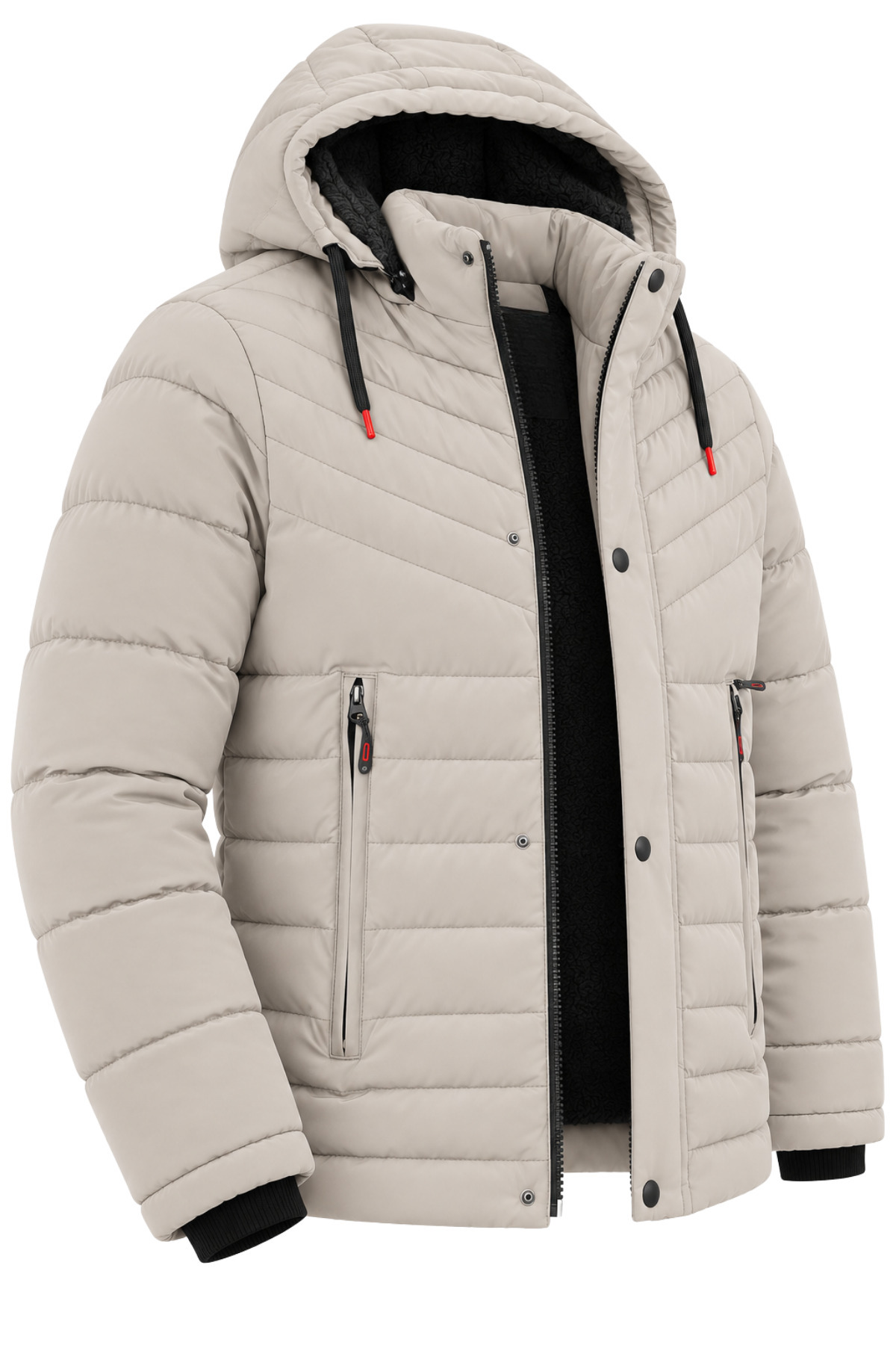 Erkek Krem Erkek Outdoor Su Geçirmez Kapüşonlu Kışlık Kaban – Rüzgar ve Yağmura Dayanıklı Mont & Kaban görsel 2