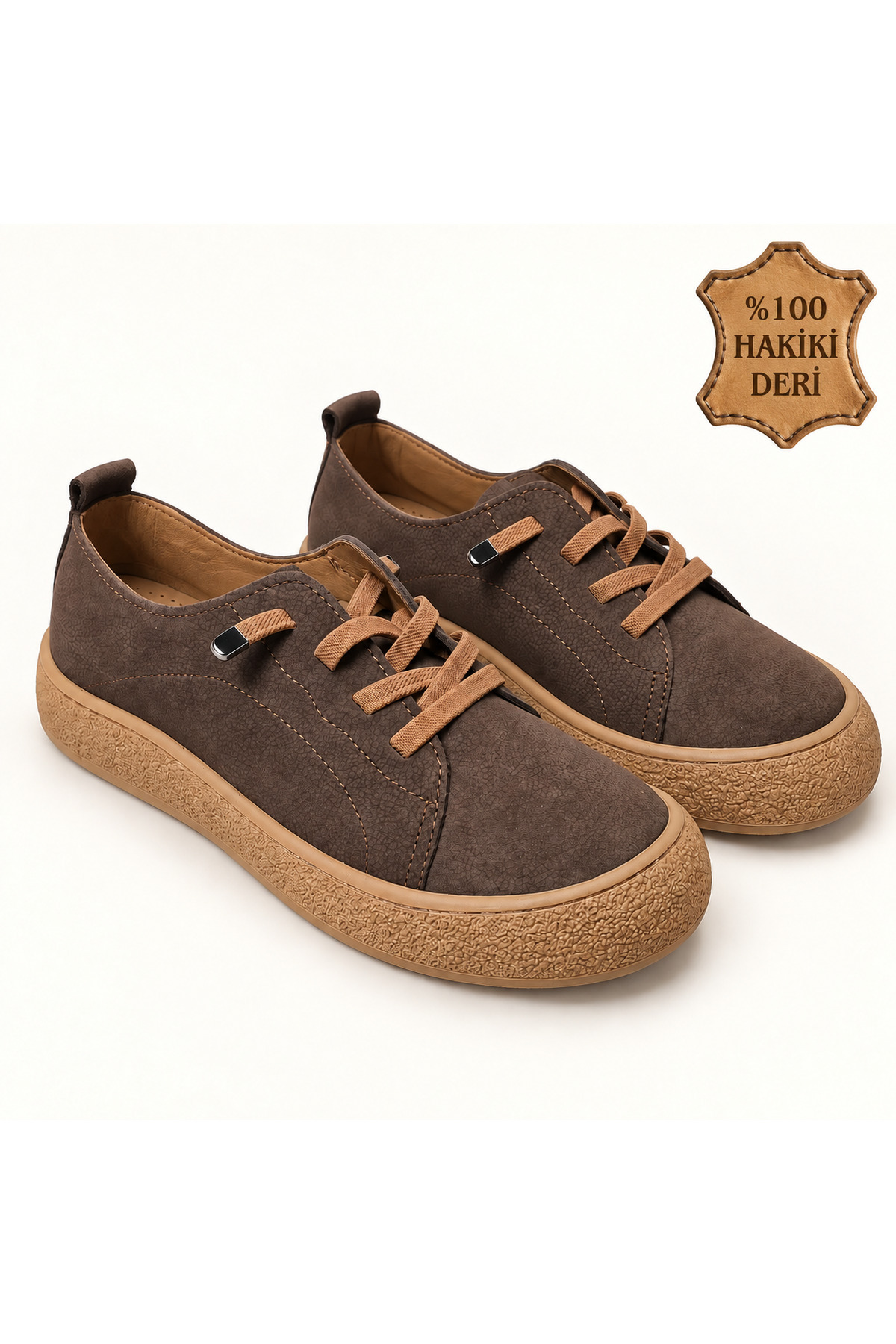 NEWORA Kadın %100 Hakiki Deri Bağcıklı Günlük Ayakkabı Rahat Tabanlı Casual Sneaker