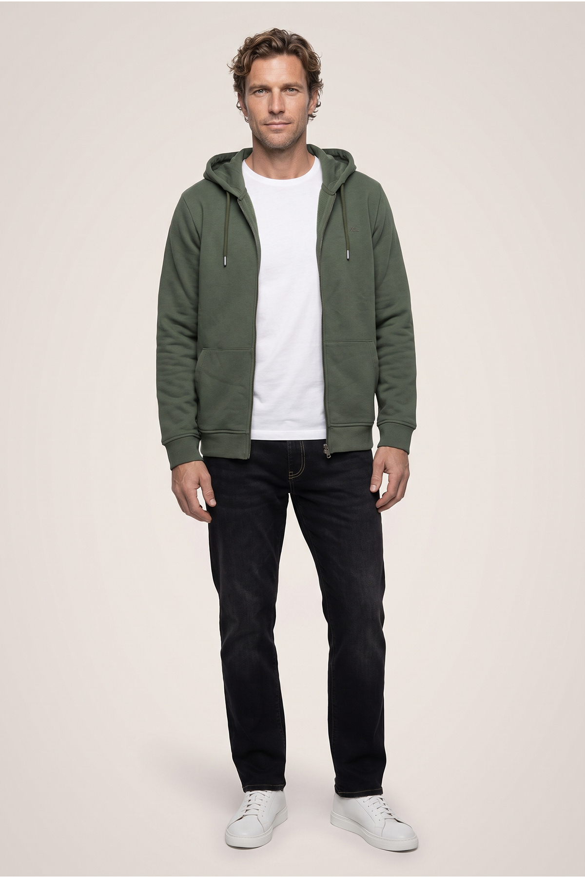 Kapüşonlu Fermuarlı Cepli Regular Fit Şardonlu Sıcak Tutan Pamuklu Basic Sweatshirt Hırka — خاکی KK27C00000029 — تصویر 3 از 6