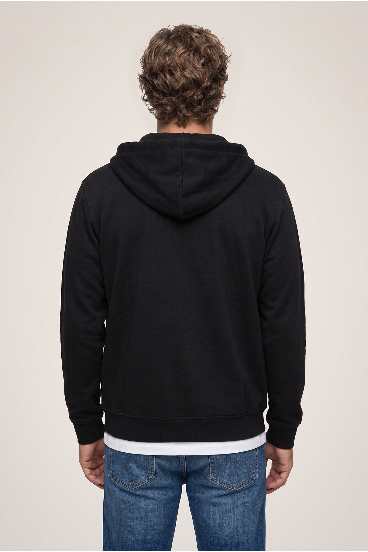 Kapüşonlu Fermuarlı Cepli Regular Fit Şardonlu Sıcak Tutan Pamuklu Basic Sweatshirt Hırka — مشکی KK27C00000029 — تصویر 5 از 6
