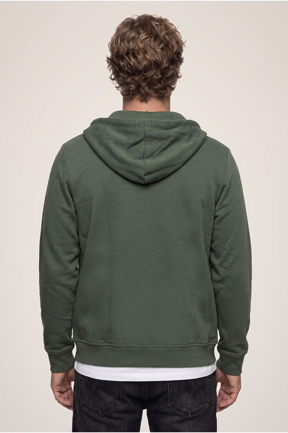 Kapüşonlu Fermuarlı Cepli Regular Fit Şardonlu Sıcak Tutan Pamuklu Basic Sweatshirt Hırka — خاکی KK27C00000029 — تصویر 5 از 6