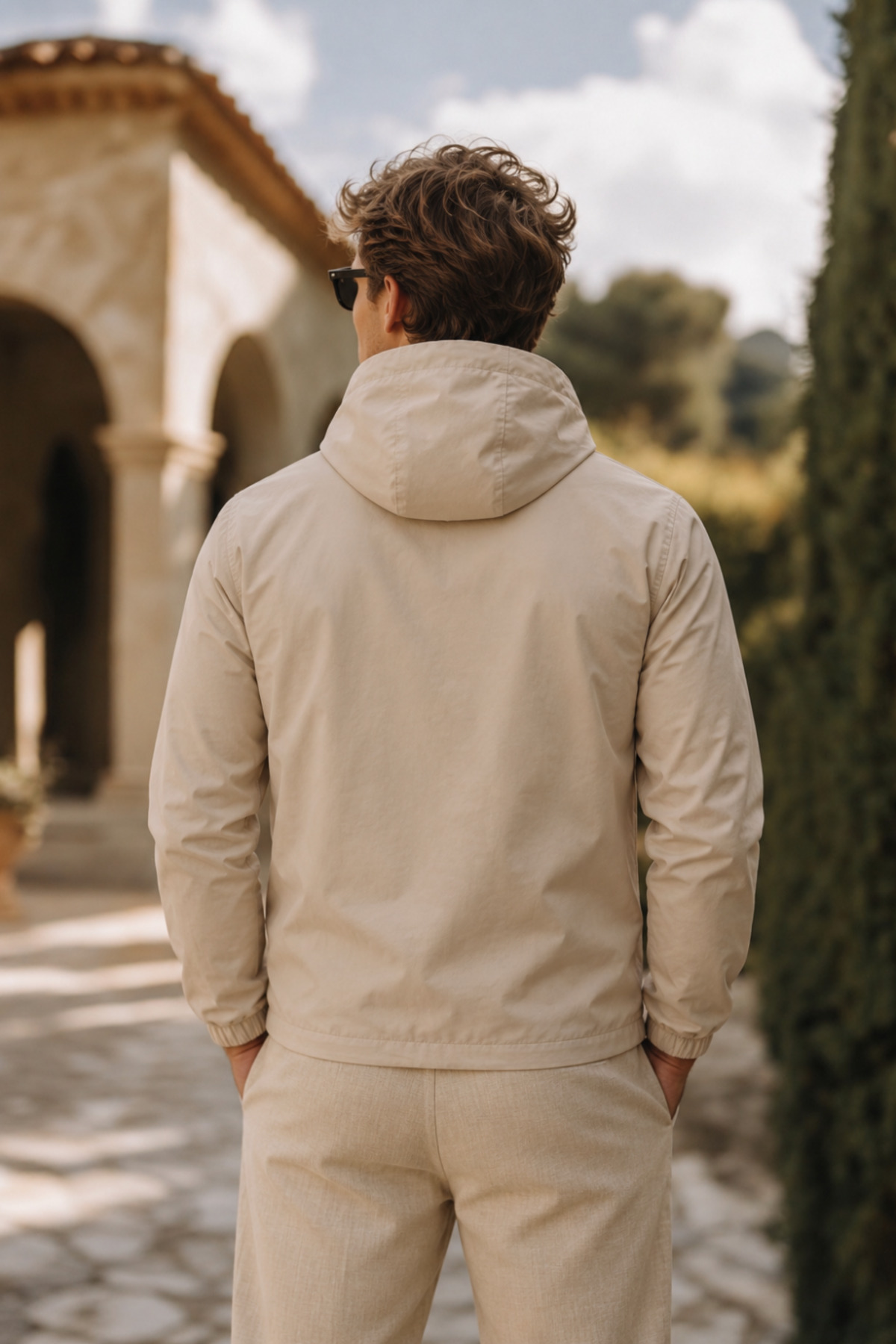 Erkek Trend Casual Astarlı Taş Yağmurluk & Rüzgarlık — کرم E0210-12-5 — تصویر 5 از 6