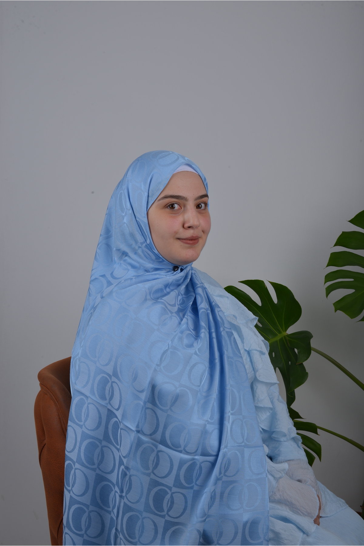Roselia Collection Ocean Mavi Halka Desenli Şal görsel 2