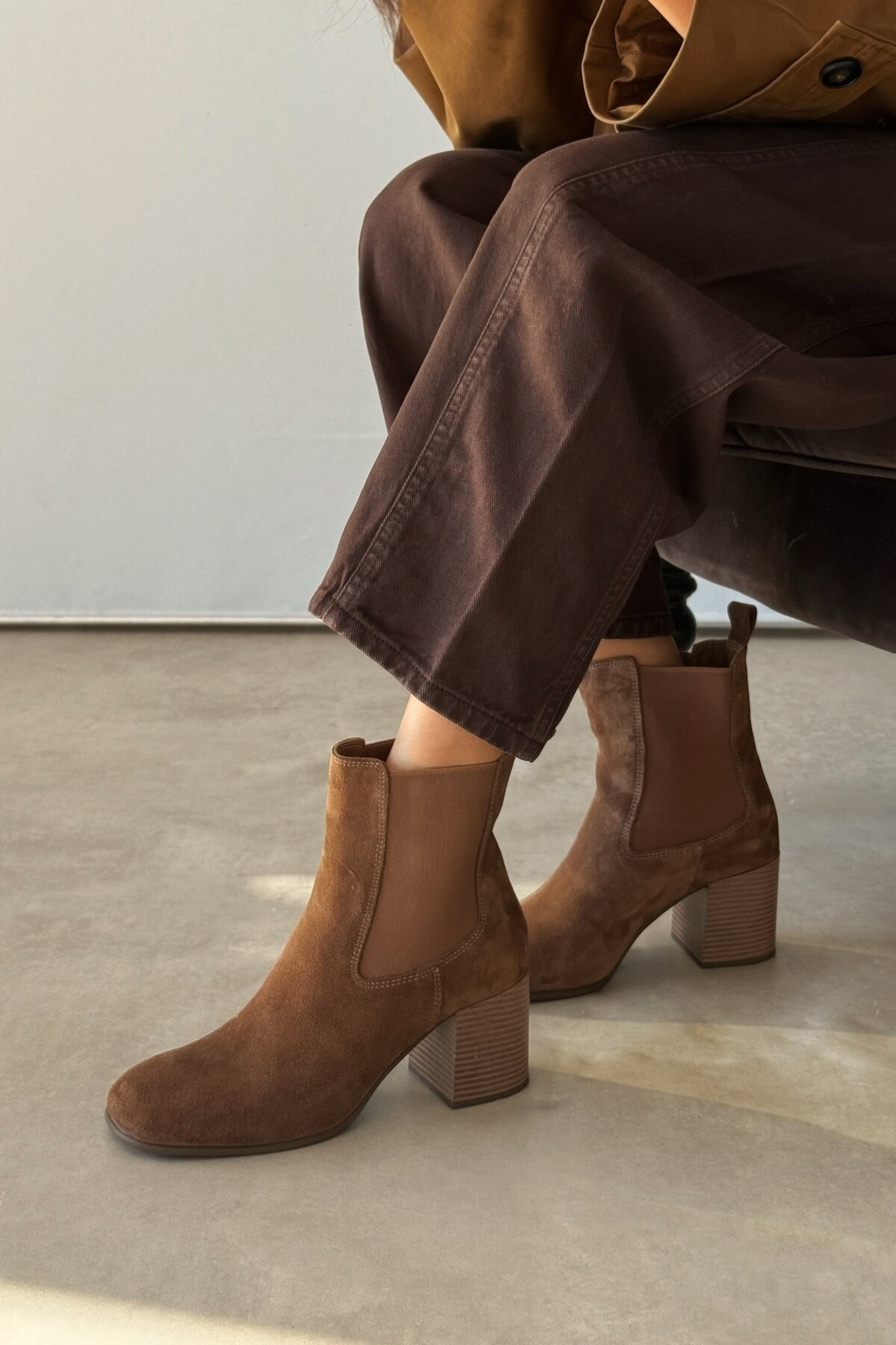 nope21shoess Lizbon Toprak Hakiki Deri Süet Bot görsel 2