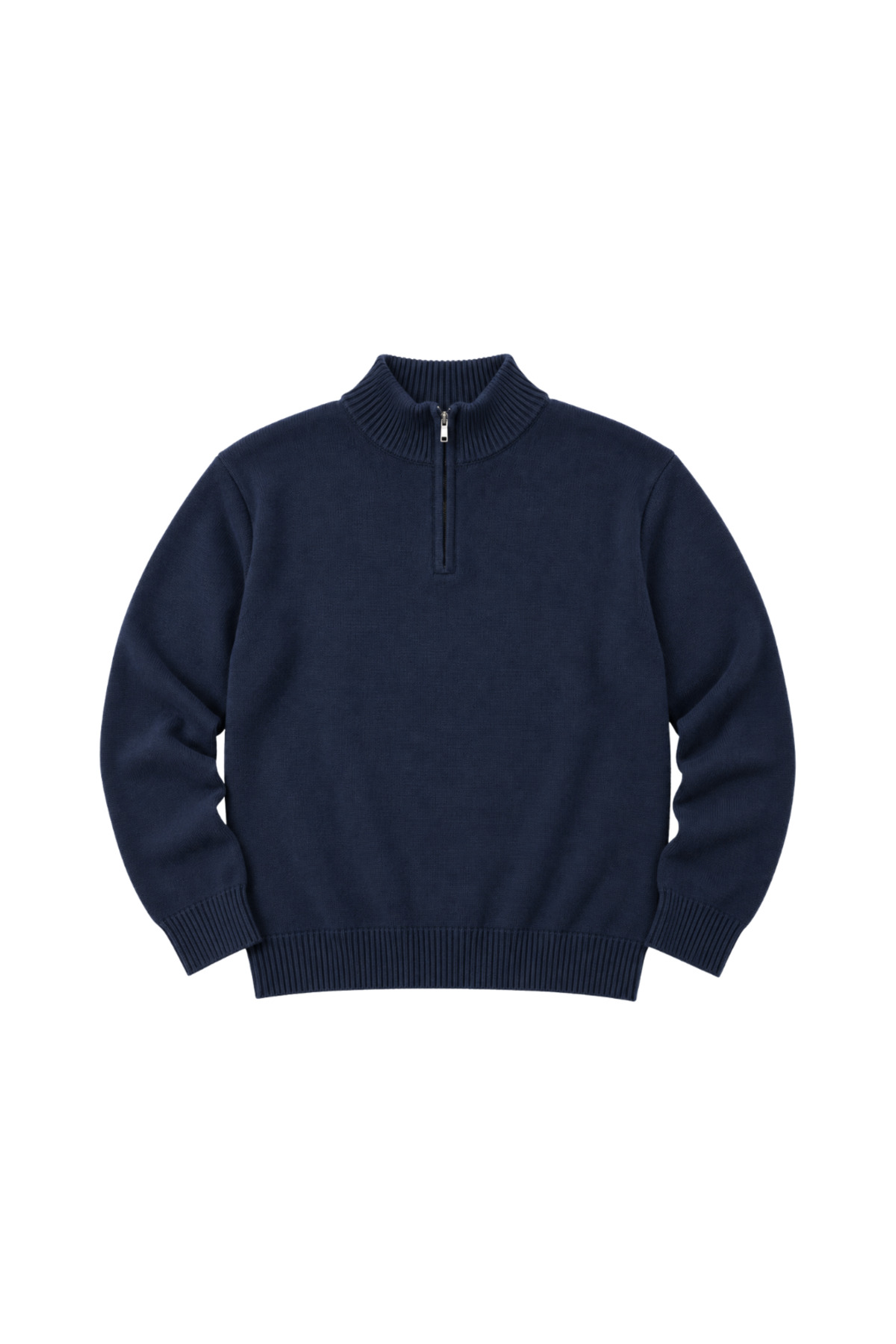BattalModa Erkek Büyük Beden Lacivert Hattush Fermuarlı Dik Yaka Triko Kazak 3XL-4XL-5XL-6XL görsel 4