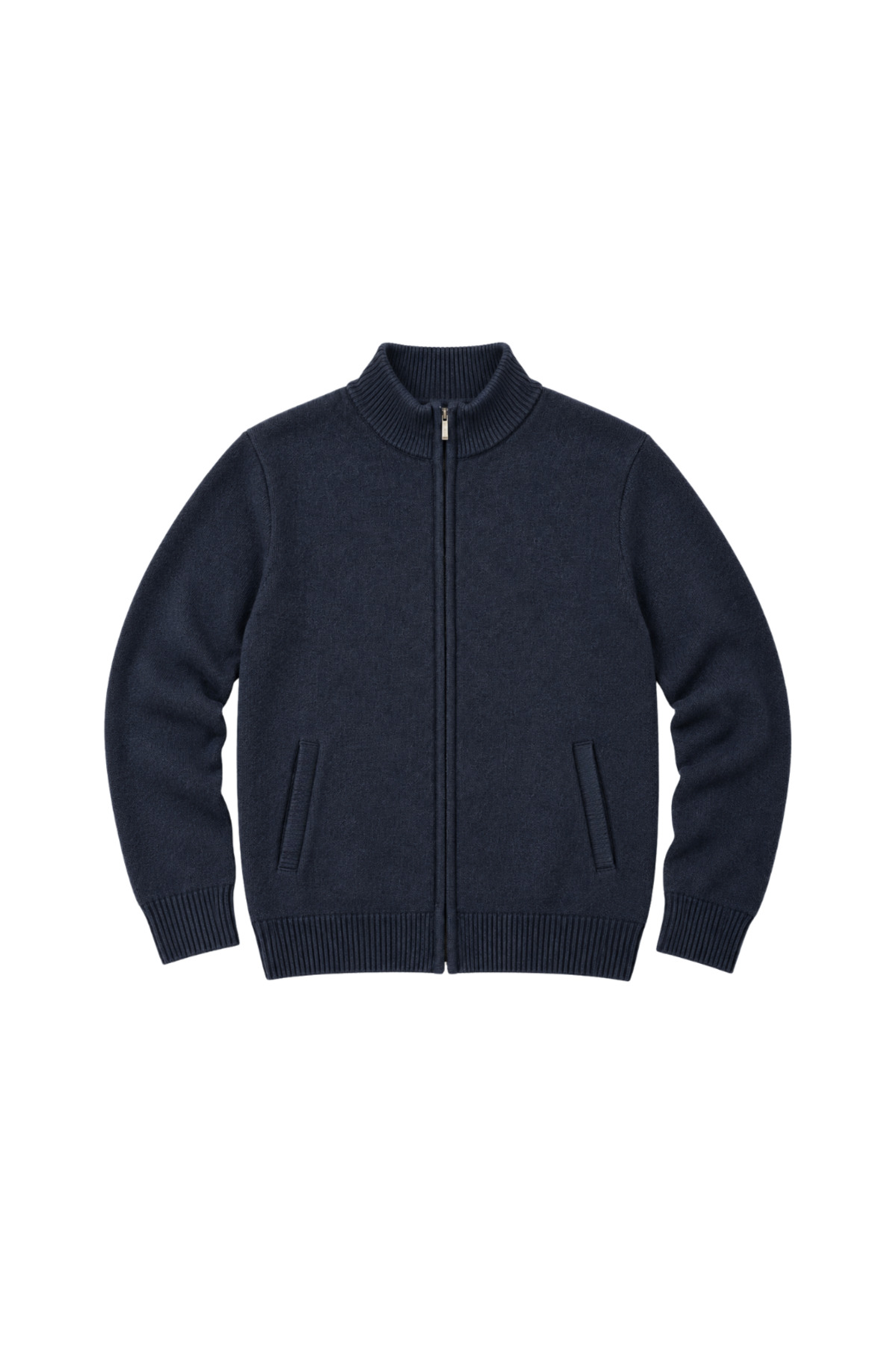 BattalModa Erkek Büyük Beden Lacivert Hattush Dik Yaka Cepli Triko Hırka 3XL-4XL-5XL-6XL görsel 4