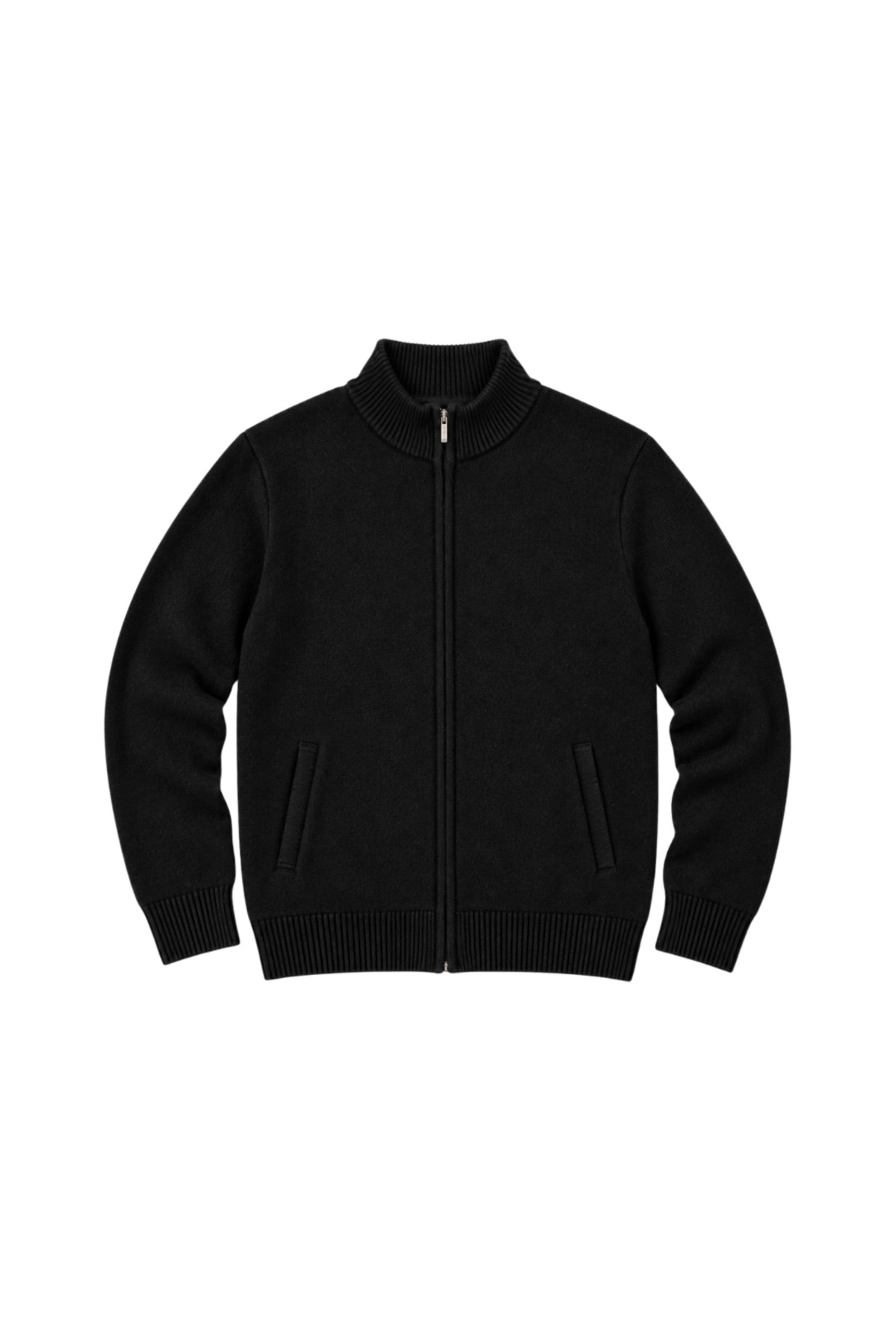 BattalModa Erkek Büyük Beden Siyah Hattush Dik Yaka Cepli Triko Hırka 3XL-4XL-5XL-6XL görsel 4