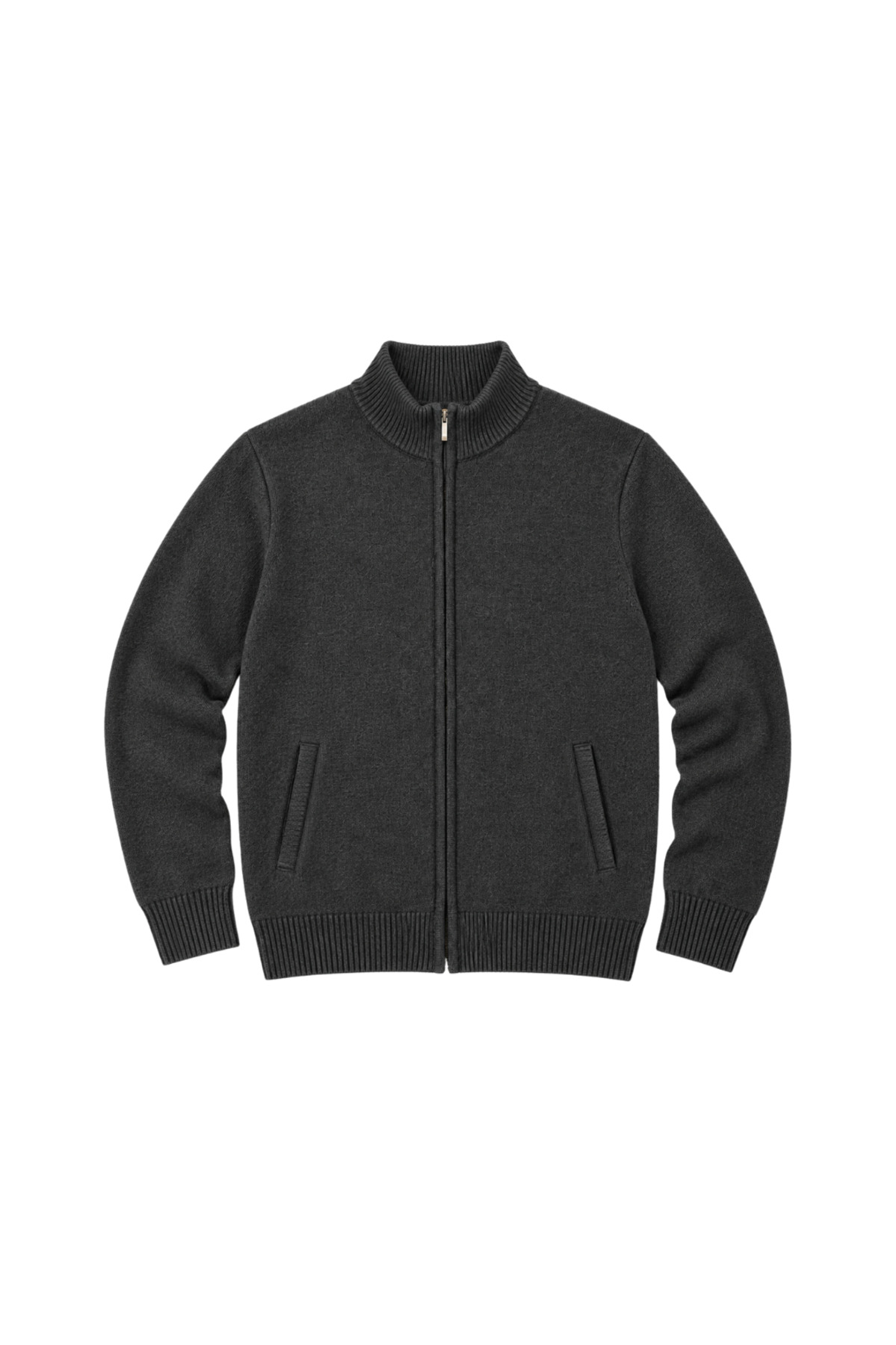 BattalModa Erkek Büyük Beden Antrasit Hattush Dik Yaka Cepli Triko Hırka 3XL-4XL-5XL-6XL görsel 4
