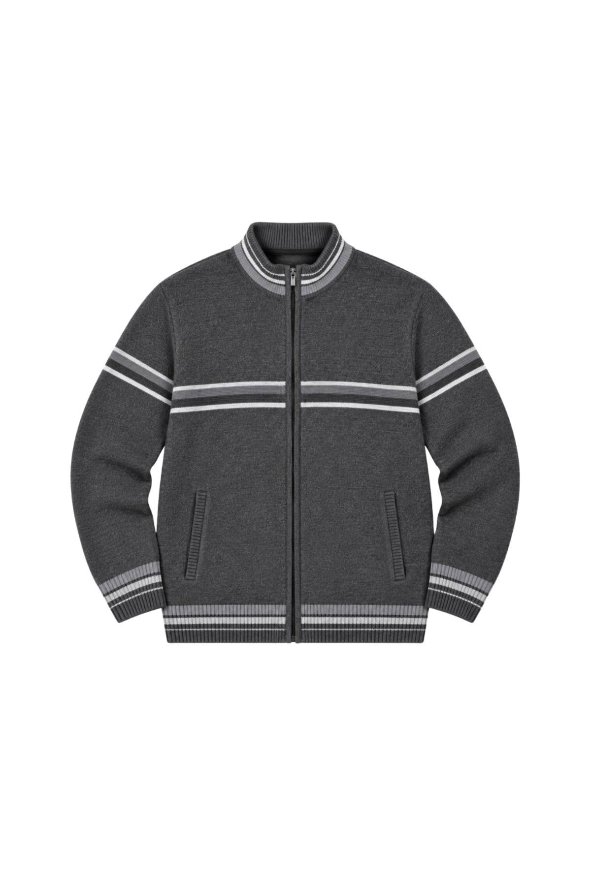 BattalModa Erkek Büyük Beden Füme Desenli Cepli Triko Hırka 3XL-4XL-5XL-6XL görsel 4