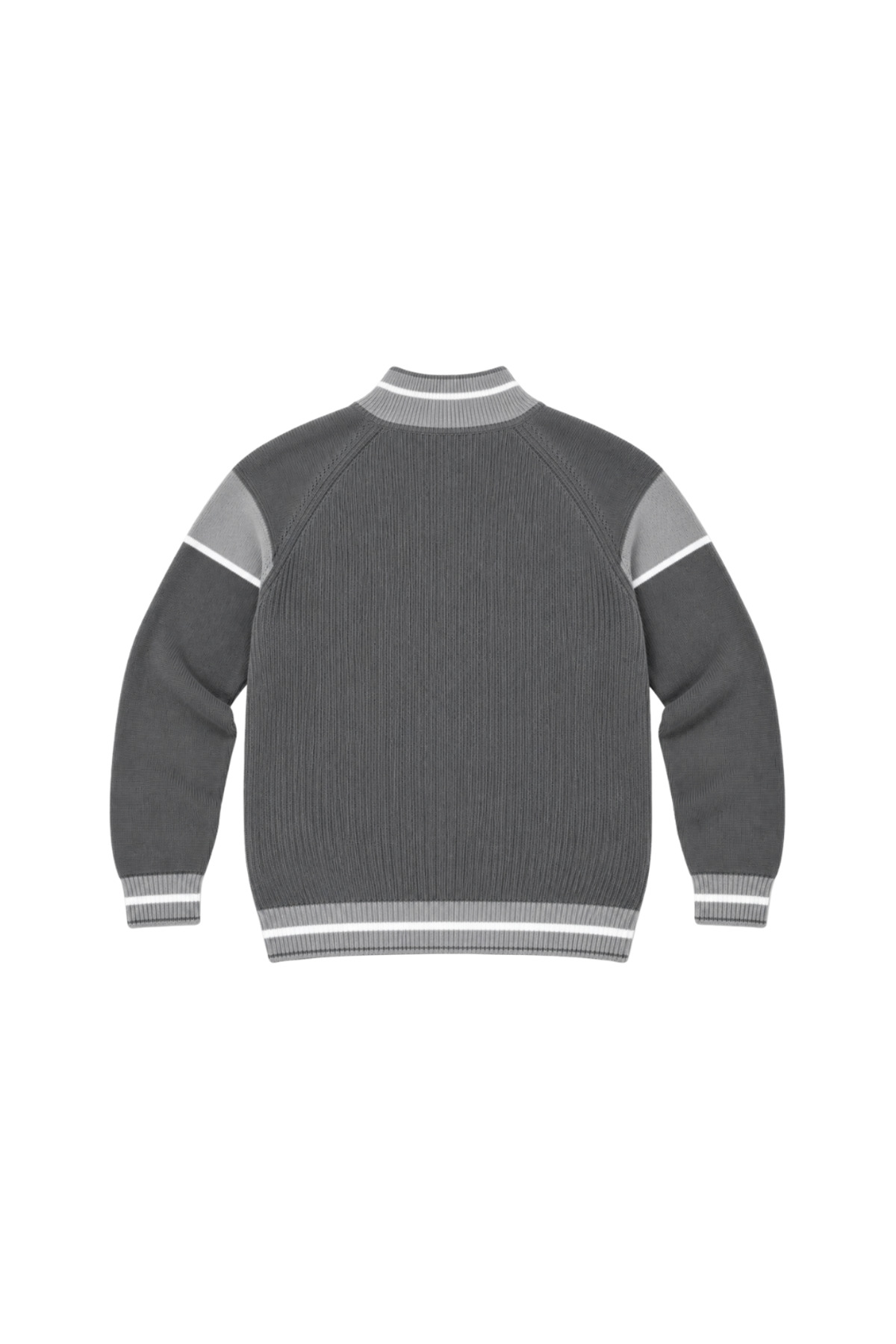 BattalModa Erkek Büyük Beden Füme Hattush Fermuarlı Dik Yaka Desenli Triko Kazak 3XL-4XL-5XL-6XL görsel 5