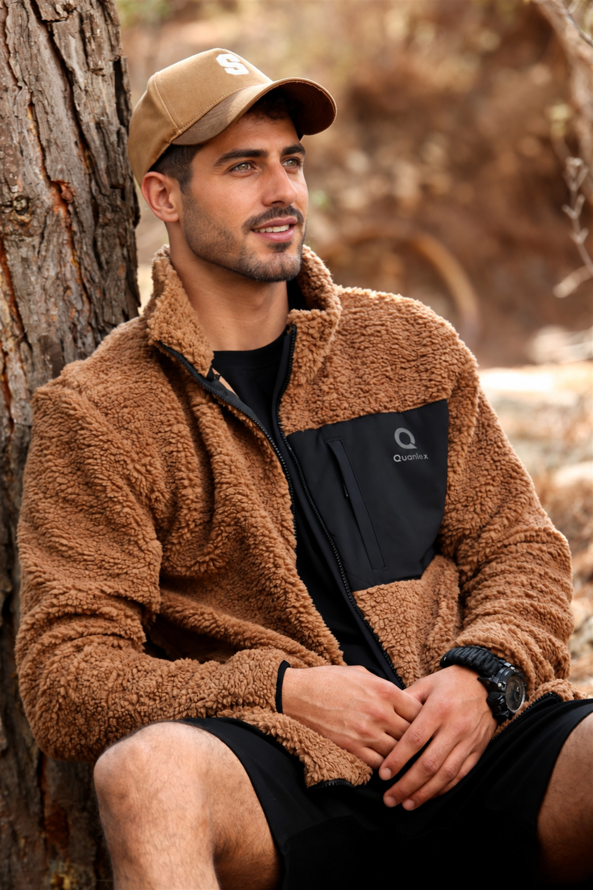 Erkek Kahverengi Kuzu Welsoft Polar Ceket Dik Yaka Fermuarlı Oversize — قهوه‌ای E0600-EQ — تصویر 4 از 8