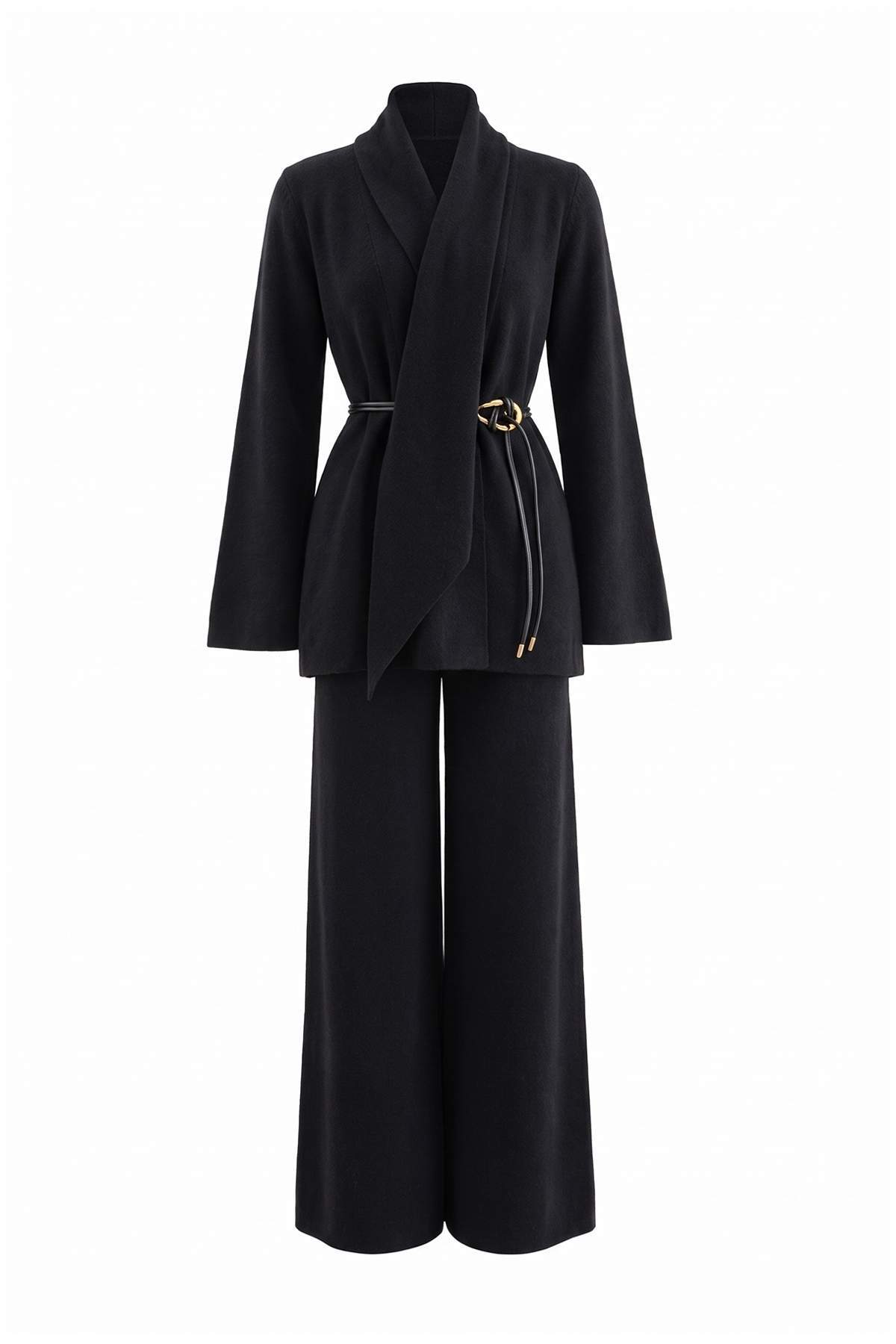 Trendyolmilla Modest Siyah Regular Düz Triko Tesettür Alt - Üst Takım TCTAW27US00019