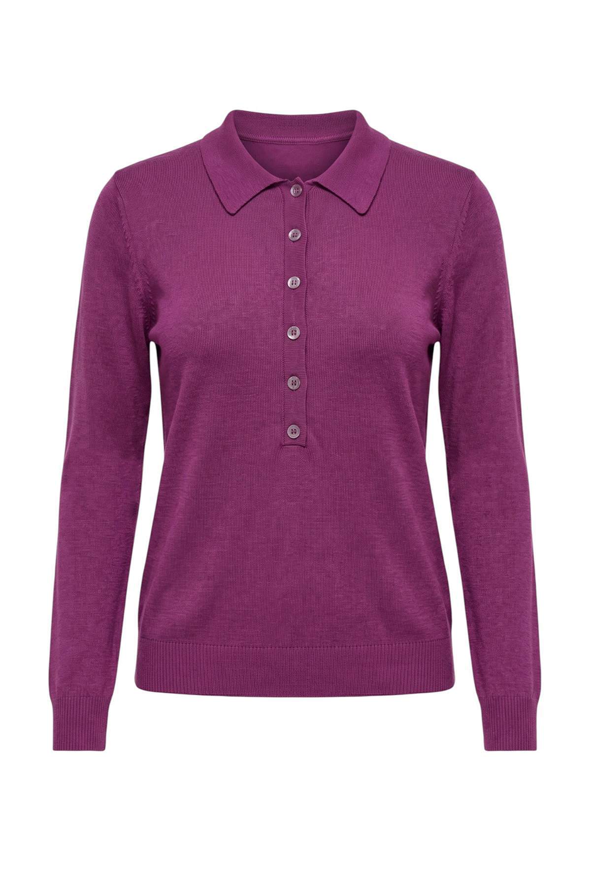 Trendyolmilla Mor Polo Yaka Premium İplik/Özel İplik Triko Kazak TWOAW27KZ00262