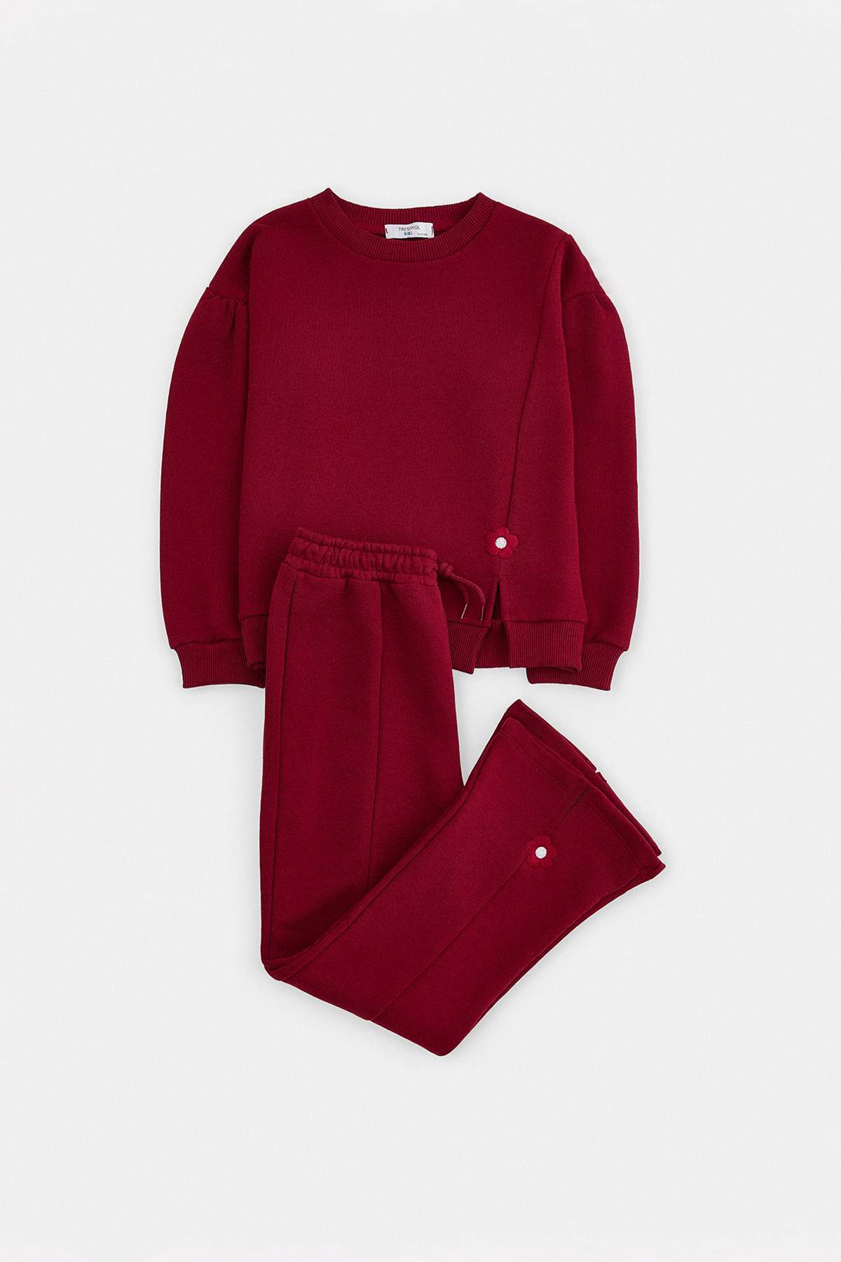 Trendyolmilla Kids Bordo Çiçekli Örme Alt - Üst Takım TKDAW26AU00011