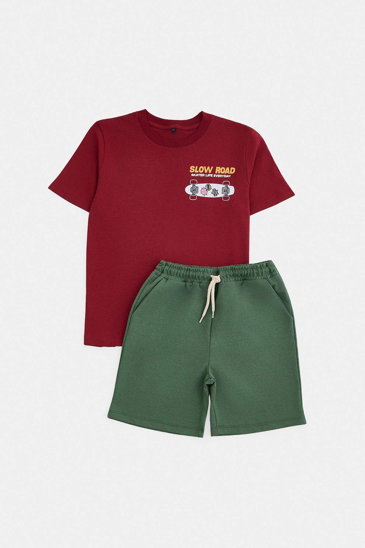 Trendyolmilla Kids Bordo Baskılı Örme Alt - Üst Takım TKDSS26AU00055