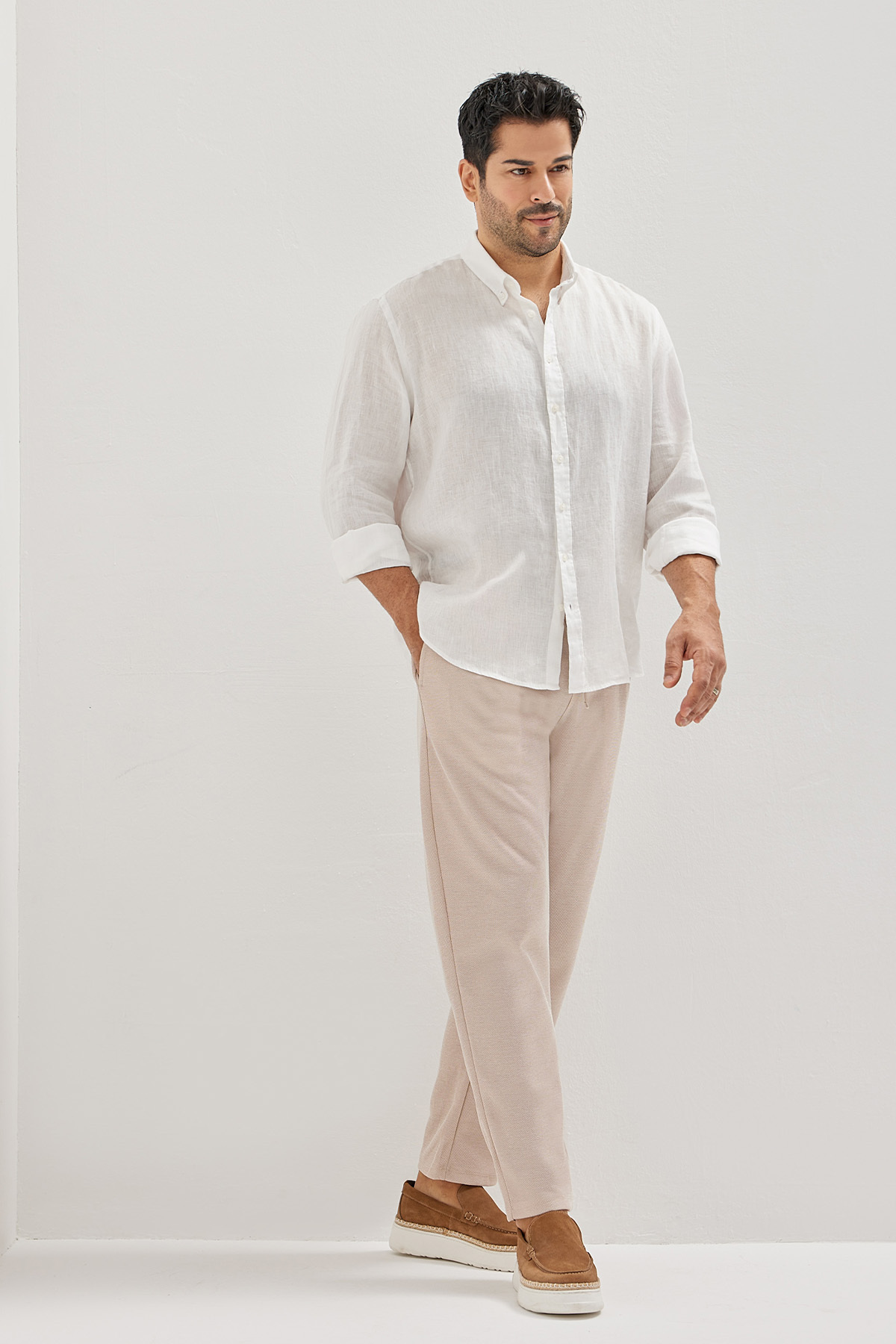 AC&Co / Altınyıldız Classics Erkek Beyaz Kolay Ütülenebilen %100 Pamuk Nefes Alabilen Terletmez Slim Fit Gömlek görsel 5
