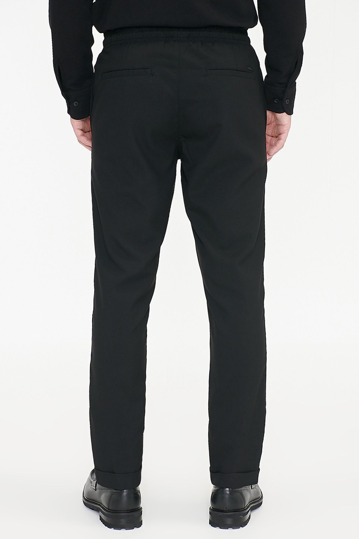 AC&Co / Altınyıldız Classics Erkek Siyah Non-Iron Ütü Gerektirmeyen Diz İzi Yapmayan Beli Bağlamalı Jogger Pantolon Slim Fit görsel 8