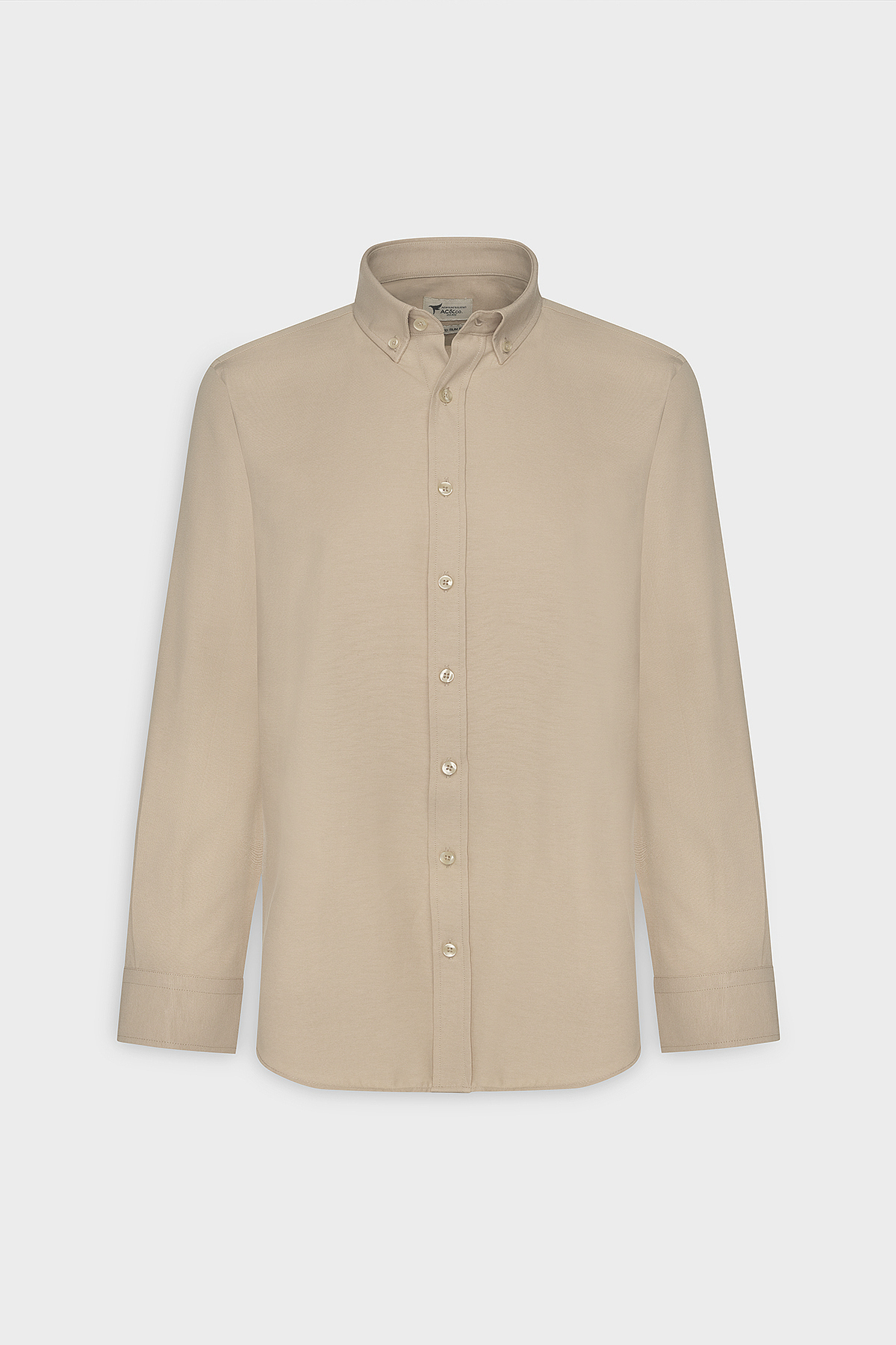AC&Co / Altınyıldız Classics Erkek Oxford Kolay Ütülenebilir Pamuklu Terletmez Gömlek Bej Düğmeli Yaka Slim Fit Dar Kesim görsel 8