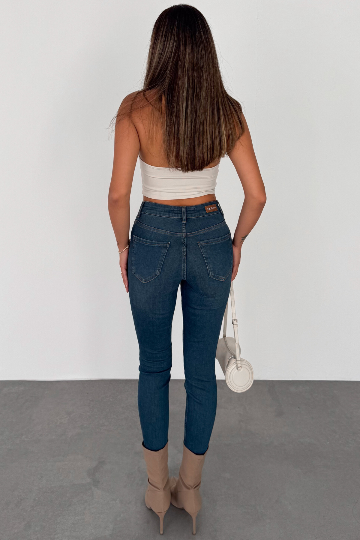 HLT JEANS Kadın Vintage Blue Süper Skinny Fit Esnek Likralı Yüksek Bel Jean Kot Pantolon JENNİE-2014 görsel 5