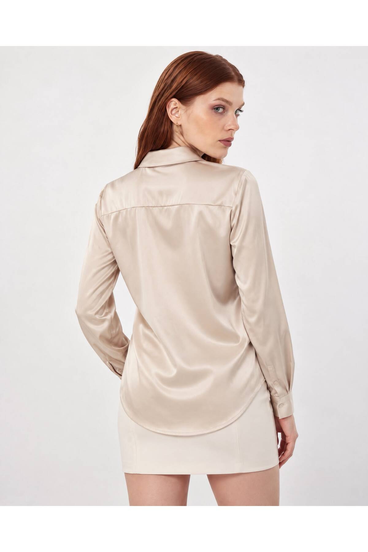 PERA MODA Saten Yüzeyli Fitted Gömlek görsel 3