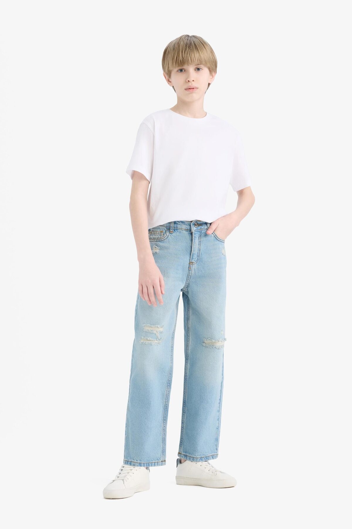 DeFacto %100 Pamuk Wide Leg Geniş Paça Jean Pantolon Erkek Çocuk D6844A825SM