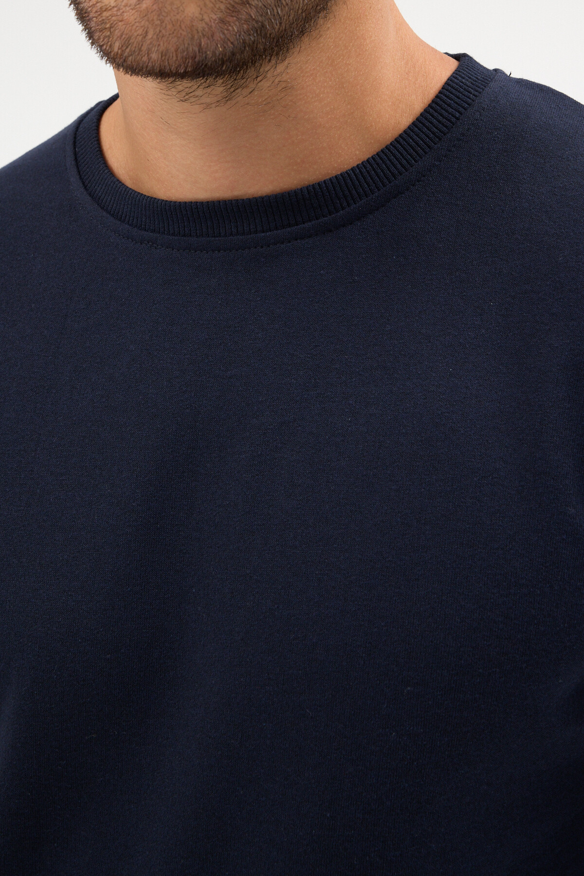 Lacivert Relaxed Fit Bisiklet Yaka Sweatshirt Düz Paça Erkek Eşofman Takımı — رنگارنگ MTLCE3847 — تصویر 7 از 9