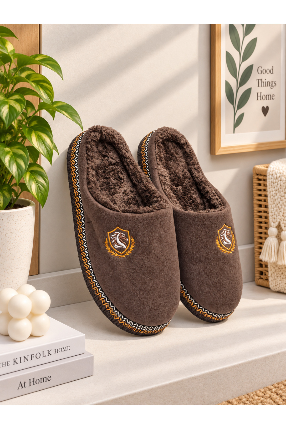 Moda Frato DRAGON Erkek Ev Terliği Yumuşak Taban İçi Yünlü Terlik Ses Yapmayan Taban