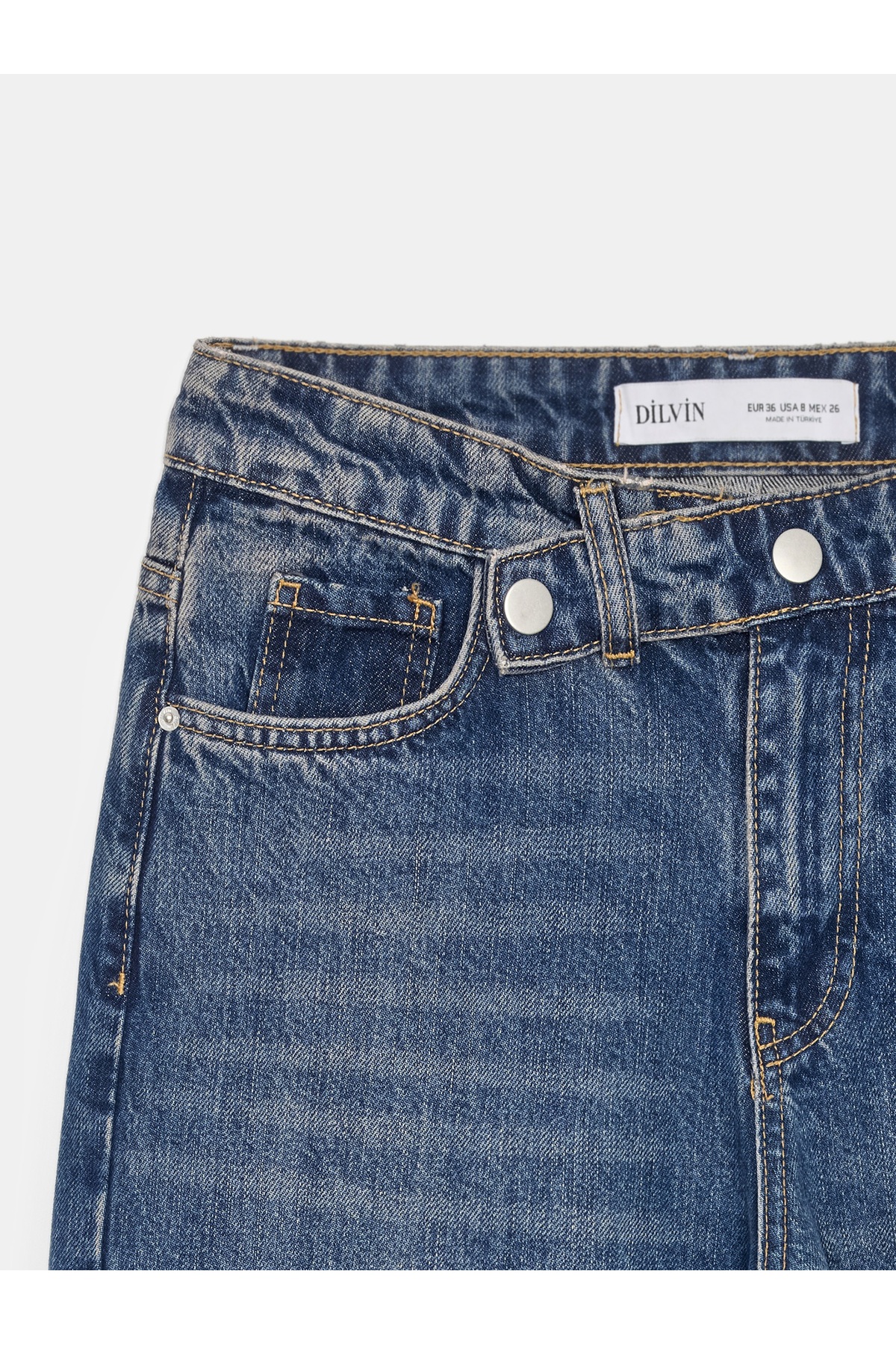 Dilvin 72352 Lyocell Karışımlı Çıt Çıt Detaylı Jean-Tint görsel 7