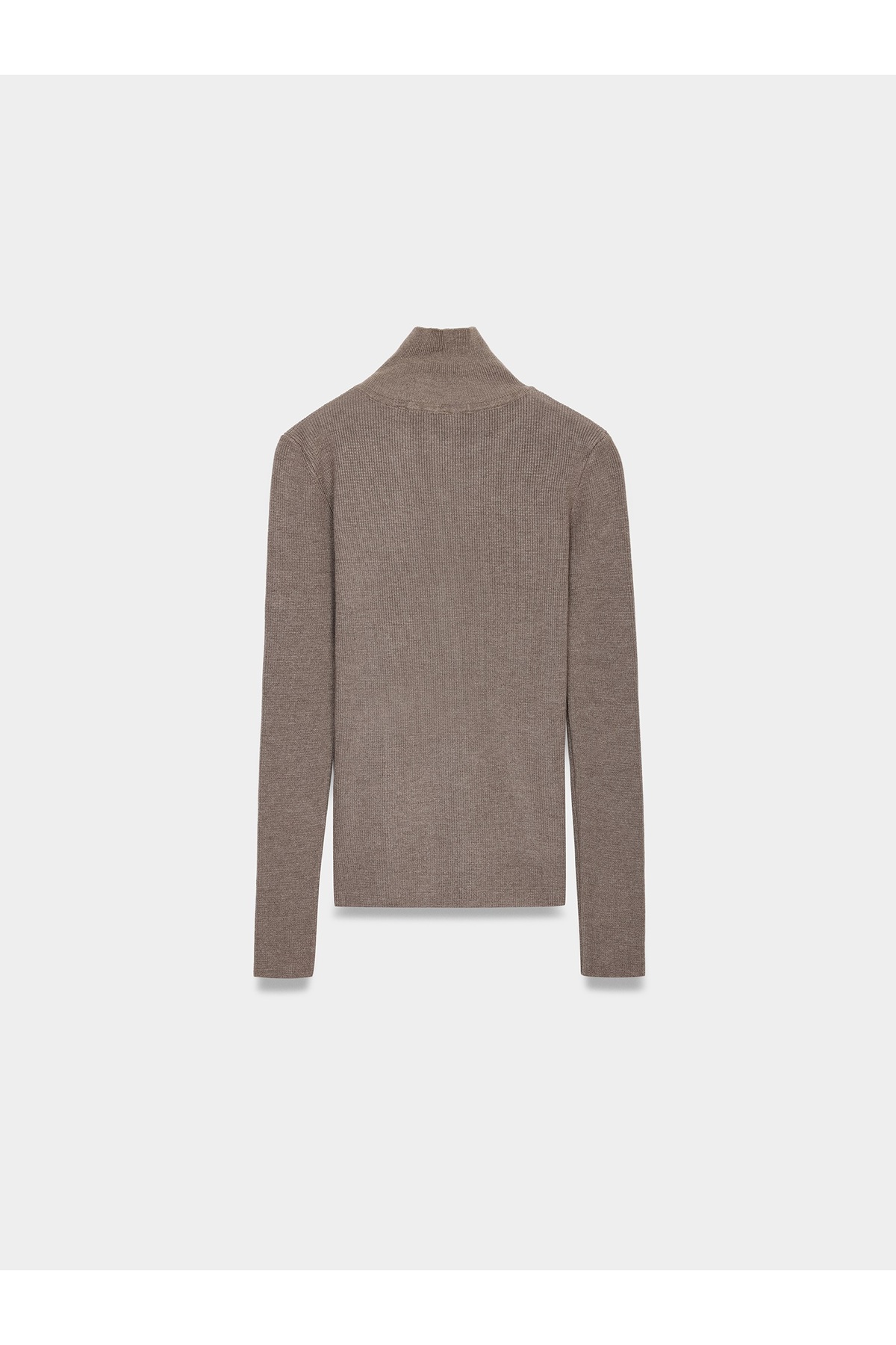 Dilvin 10686 Dik Yaka Çıtçıtlı Triko Kazak-Vizon görsel 6