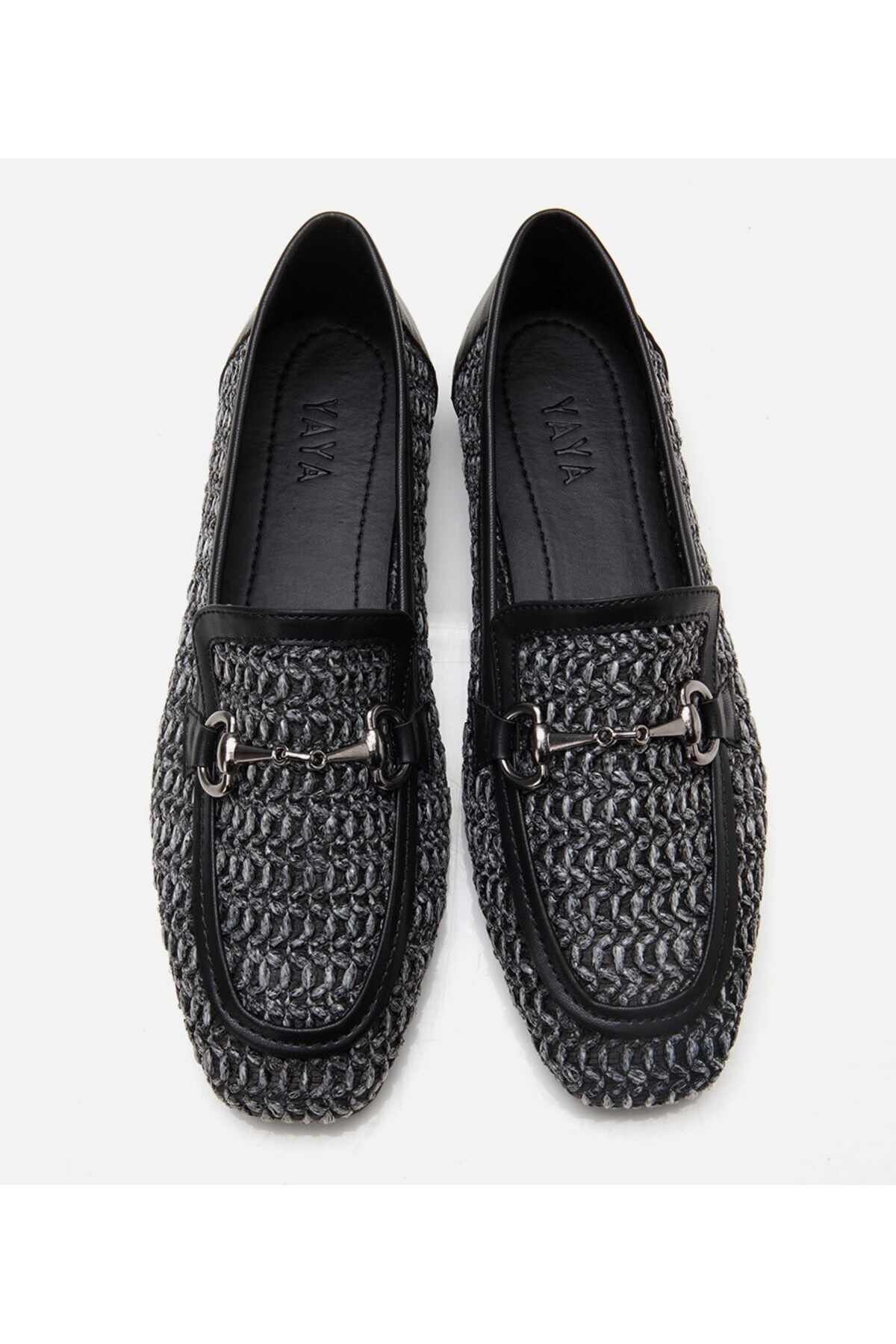 Yaya by Hotiç Kadın Siyah Hasır Detaylı Tokalı Loafer görsel 5