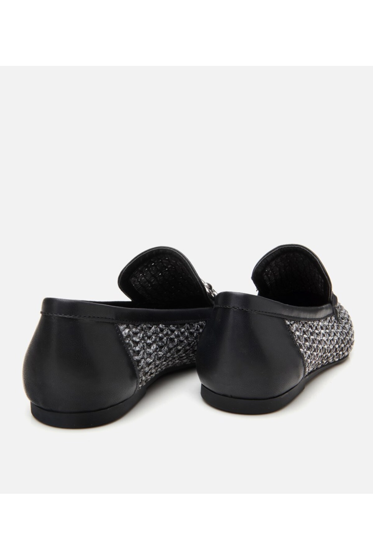 Yaya by Hotiç Kadın Siyah Hasır Detaylı Tokalı Loafer görsel 7