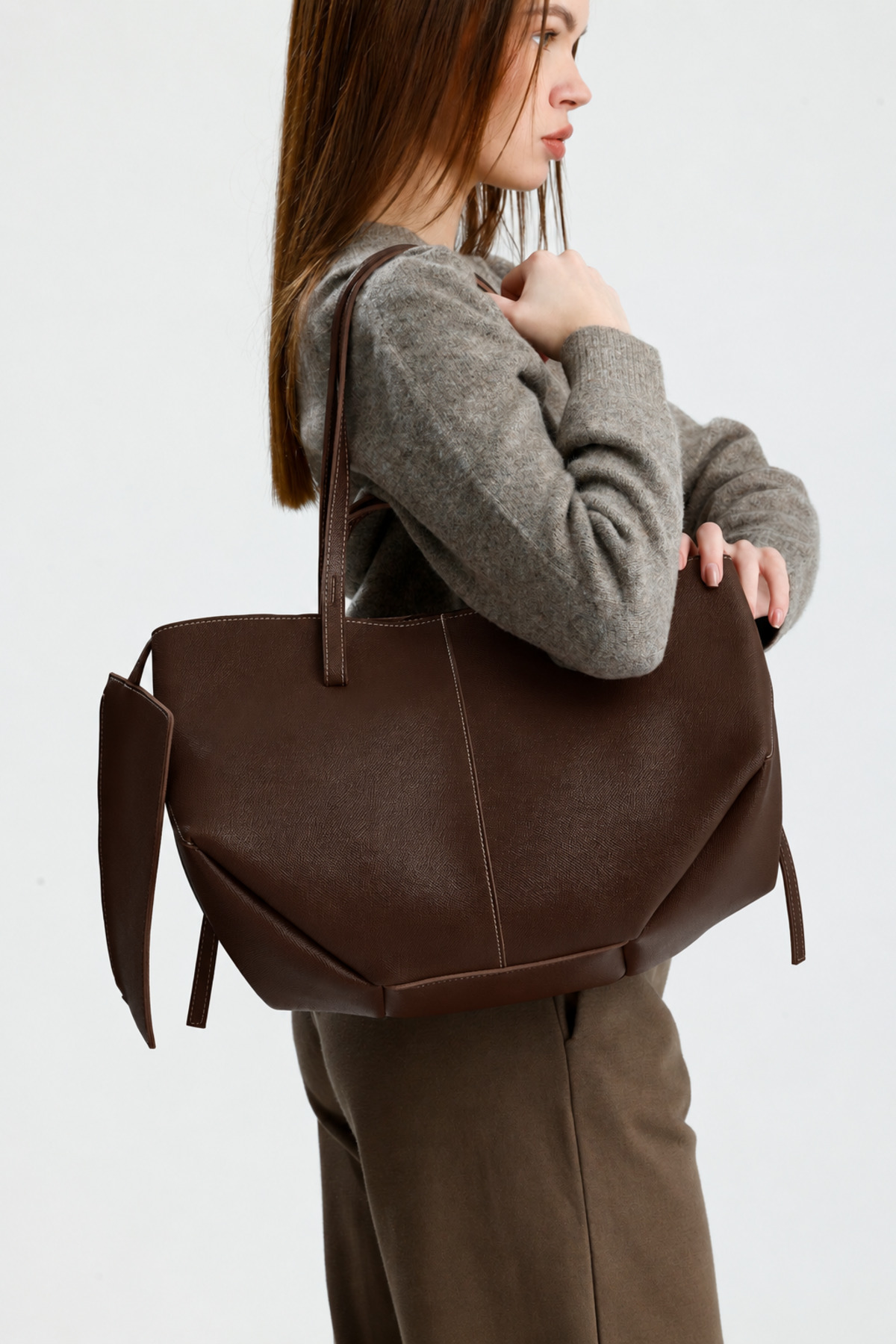 Çantacımstore Kadın Cyme Big Pinterest Çanta Kahve (BÜYÜK BOY) görsel 2