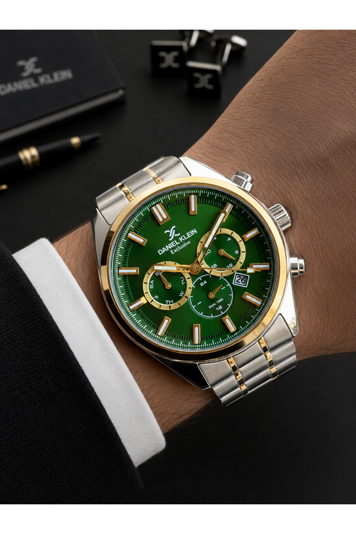 Daniel Klein Çelik Kordon Rolex Kasa+Takvim 3 Atm Suya Dayanıklı Erkek Kol Saati EDK.1.10665-7 görsel 3