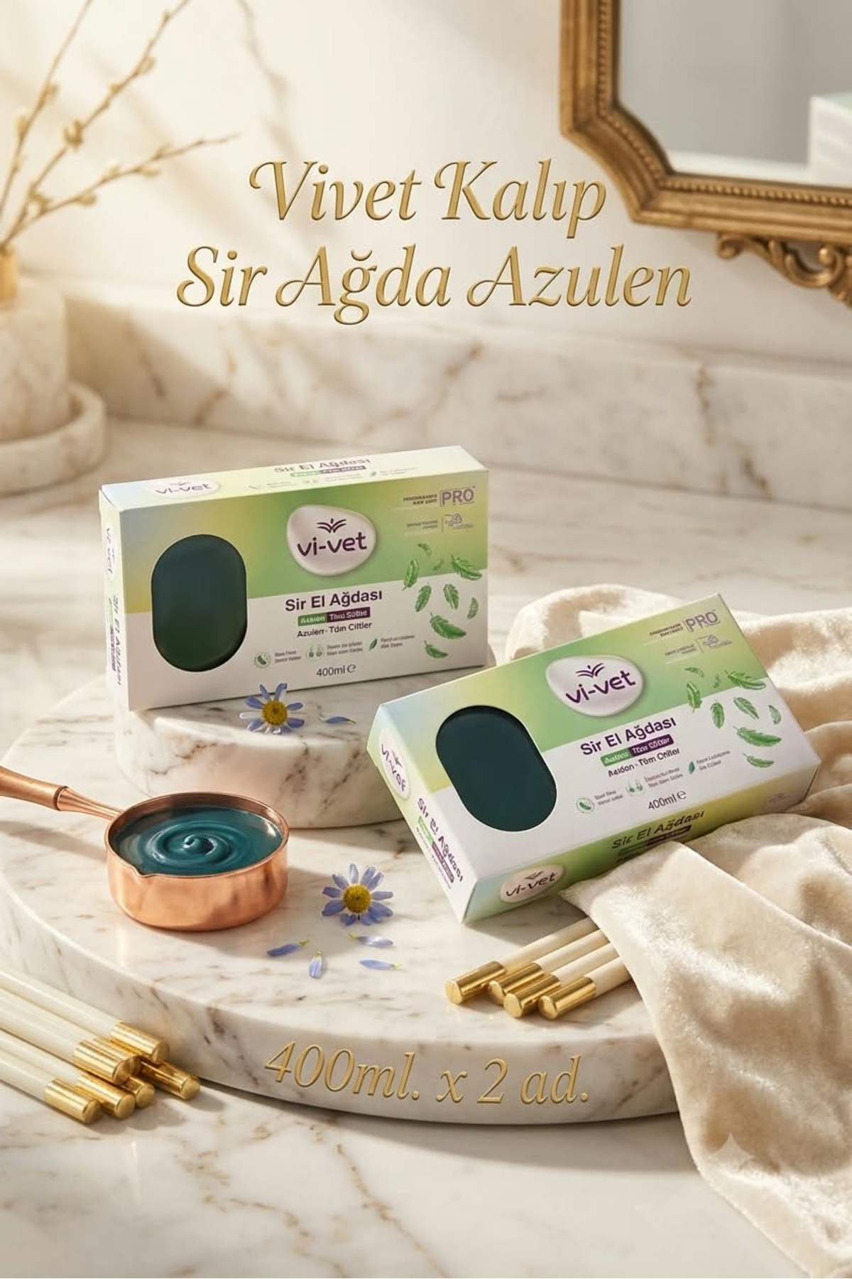 Vi-vet Kalıp Sir Ağda Azulen 400 ml x 2 Adet Doğal Reçine ve Şekersiz — vivet azulen400mlx2