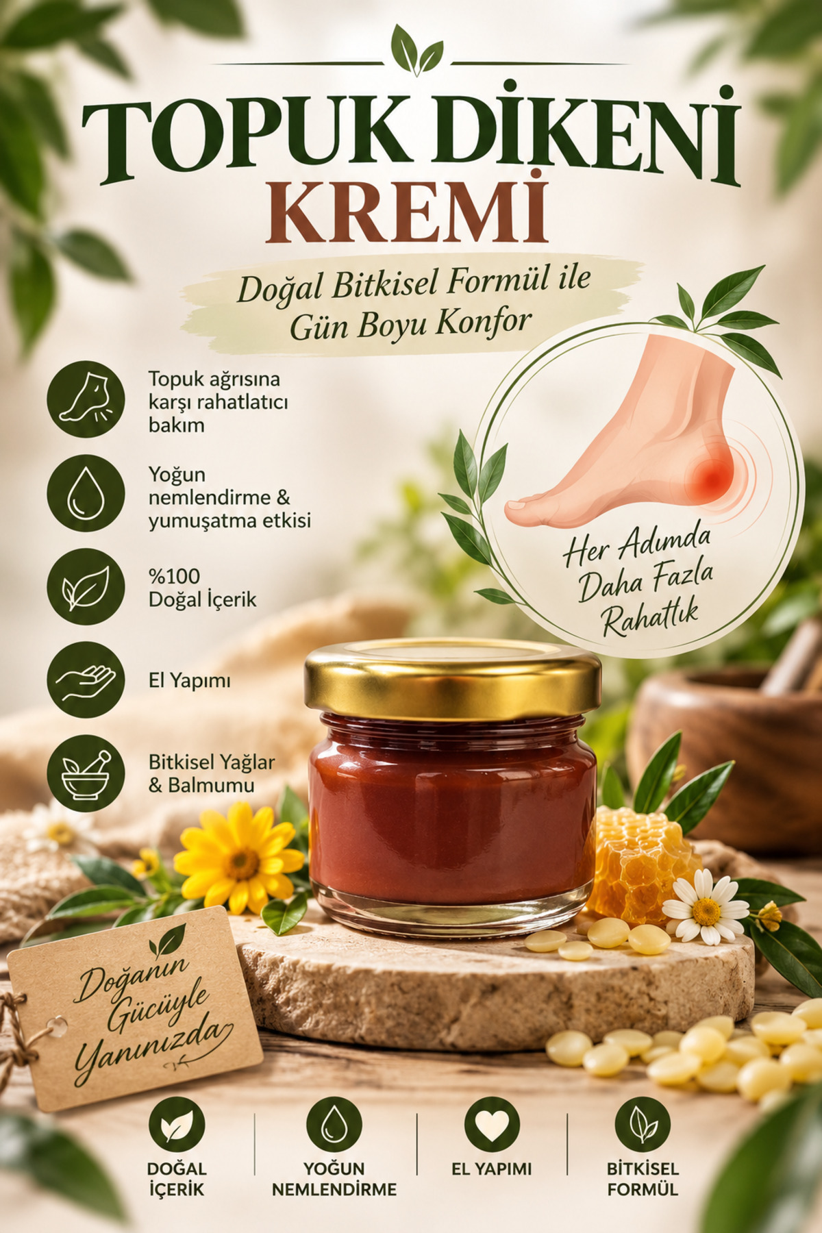 Aktarzane topuk kremi topuk dikeni kremi el yapımı özel ayak ve yara bakım kremi — A2683