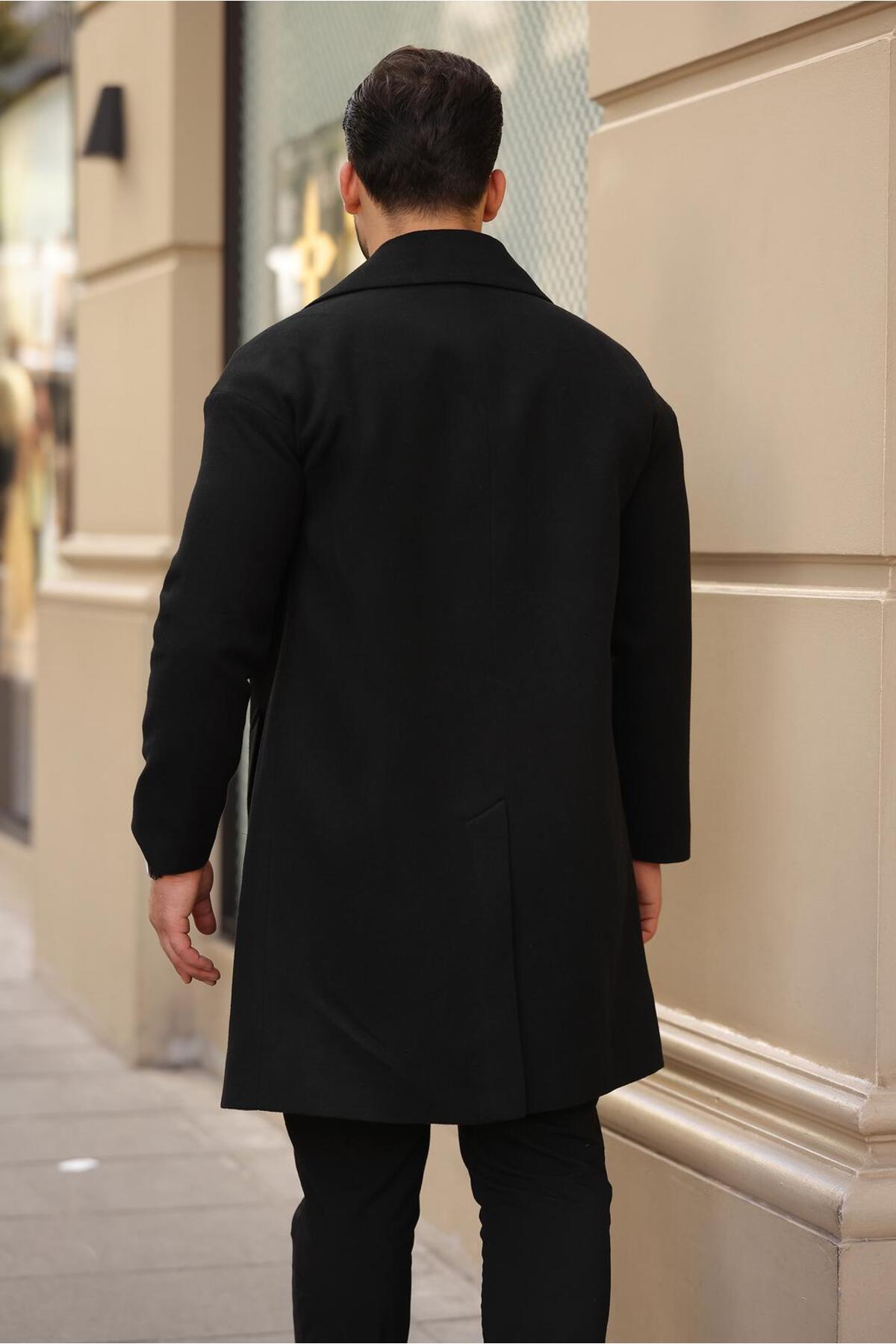 Oversize Kruvaze Yaka Kaban — مشکی OKBN — تصویر 4 از 4