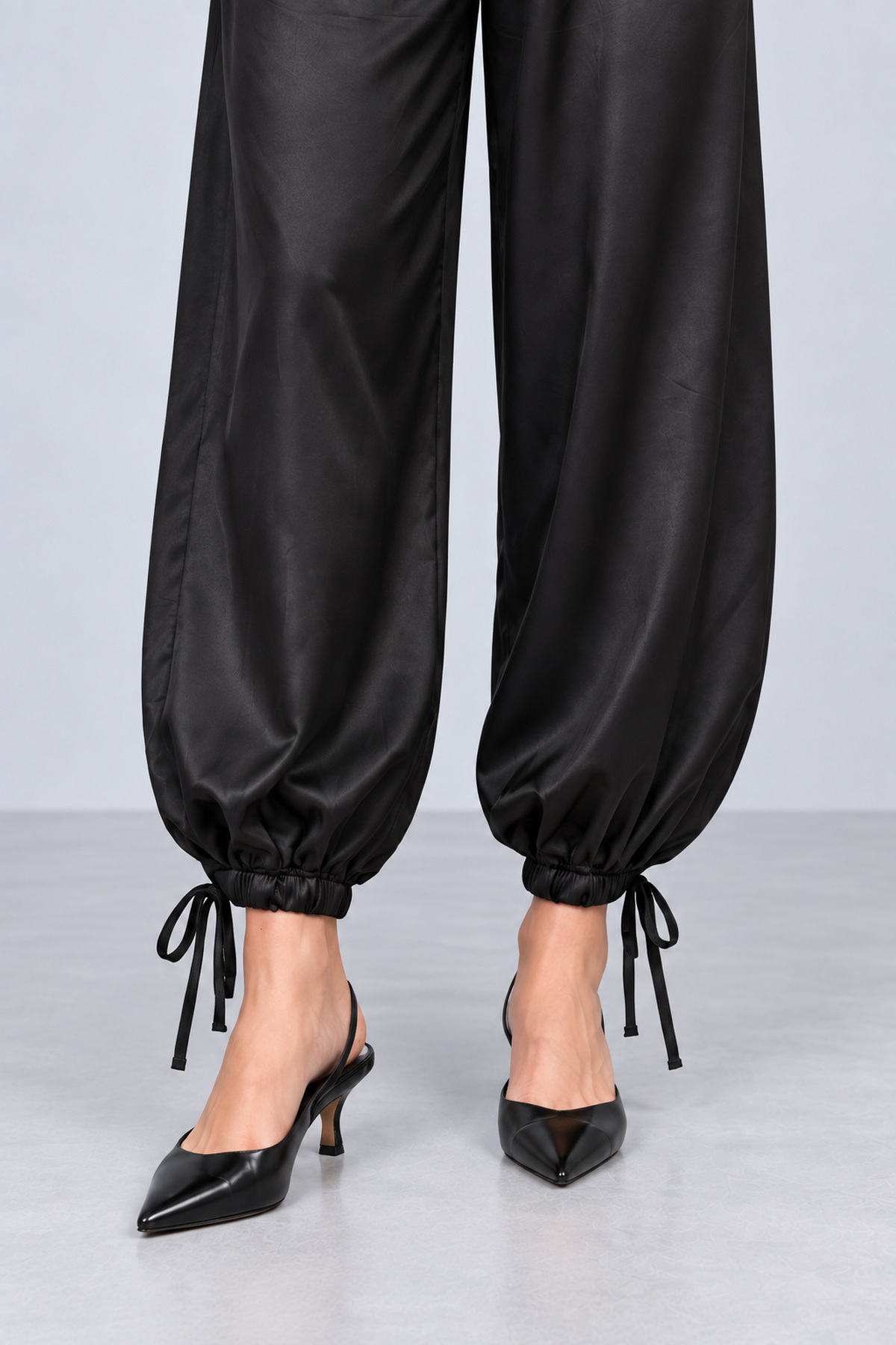 FAARKCOLLECTİON Livia İpeksi Dokulu Premium Floş Saten Şalvar Pantolon görsel 5