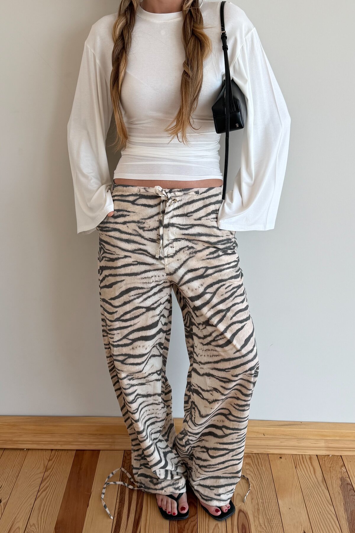 Laluvia Bej Zebra Desenli Pantolon - 19005 görsel 4