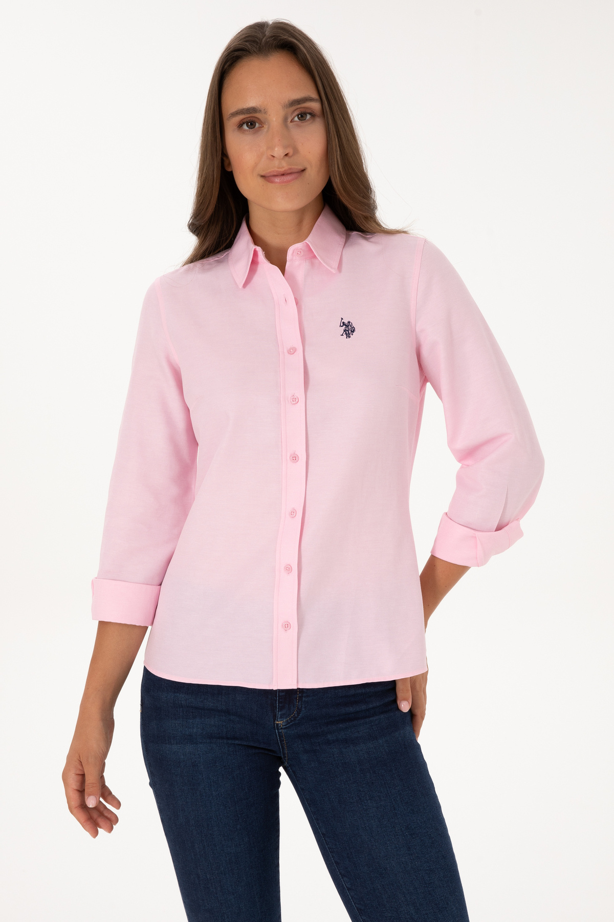 U.S. Polo Assn. Women's Pink Long Sleeve Basic Shirt 50316711-VR041
