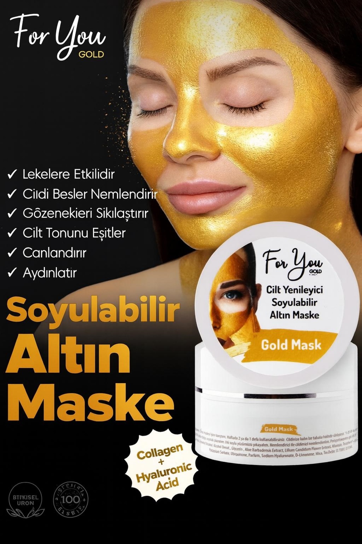 For You Gold Kırışıklık Karşıtı, Aydınlatıcı, Anti- Aging Etkili Soyulabilen Altın Maske - Gold Maske 100 ml — AL.01