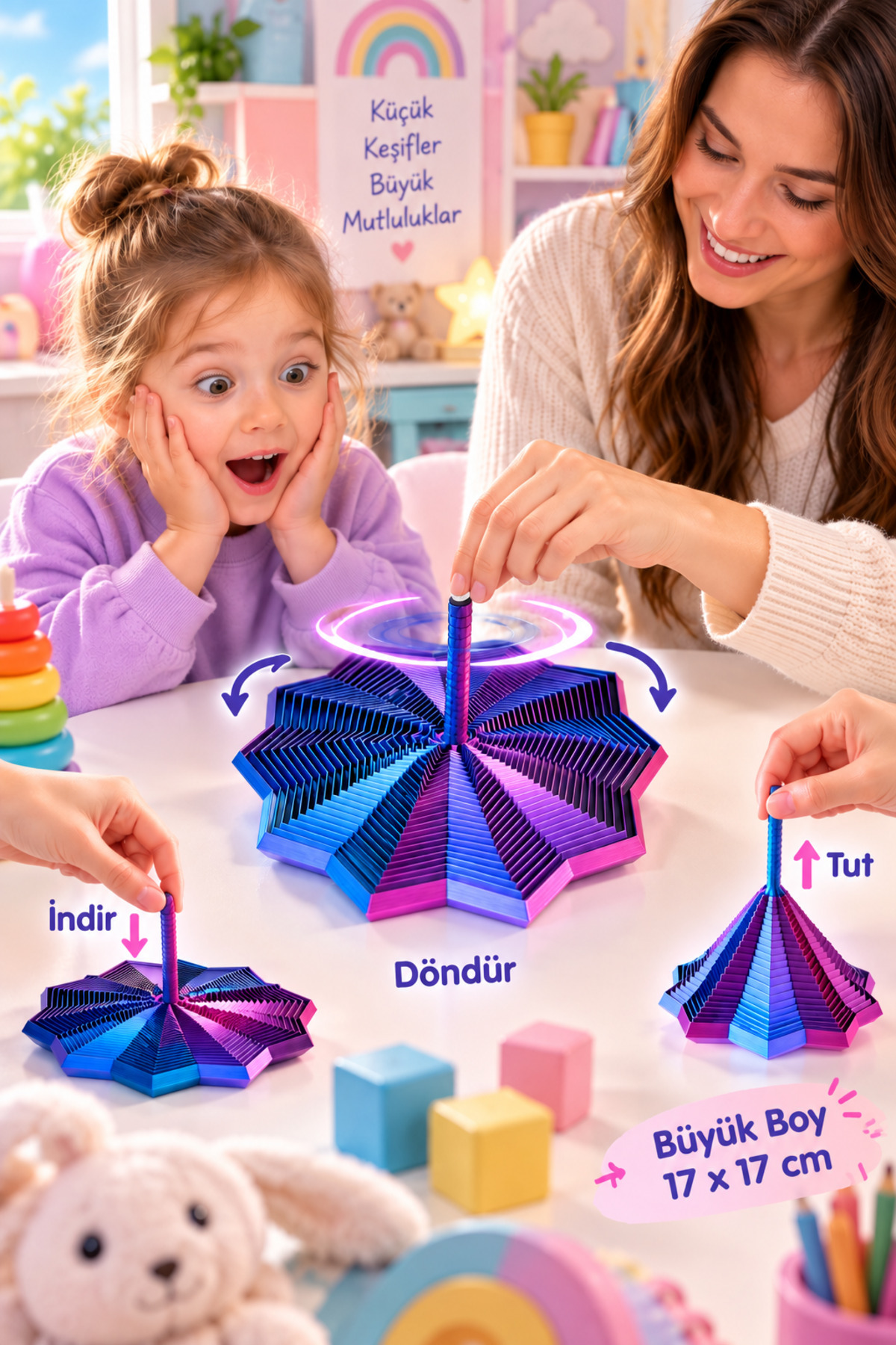 MİNGODAN Duyusal Oyuncak Spiral – Stres Giderici Oyuncak, Dikkat Geliştirici Anti Stres Fidget Büyük Beden Stres Yıldızı (17x17cm)
