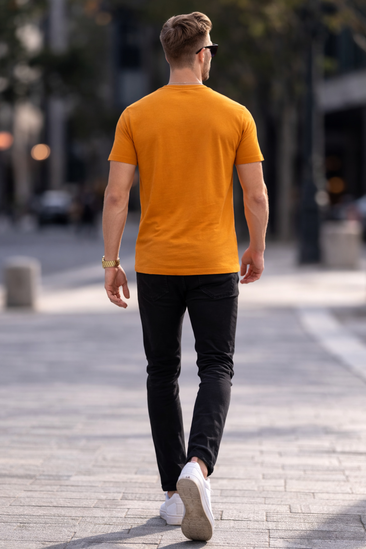COMBİNE MİCHAİL Erkek Bisiklet Yaka Slim Basic Hardal Tişört görsel 6