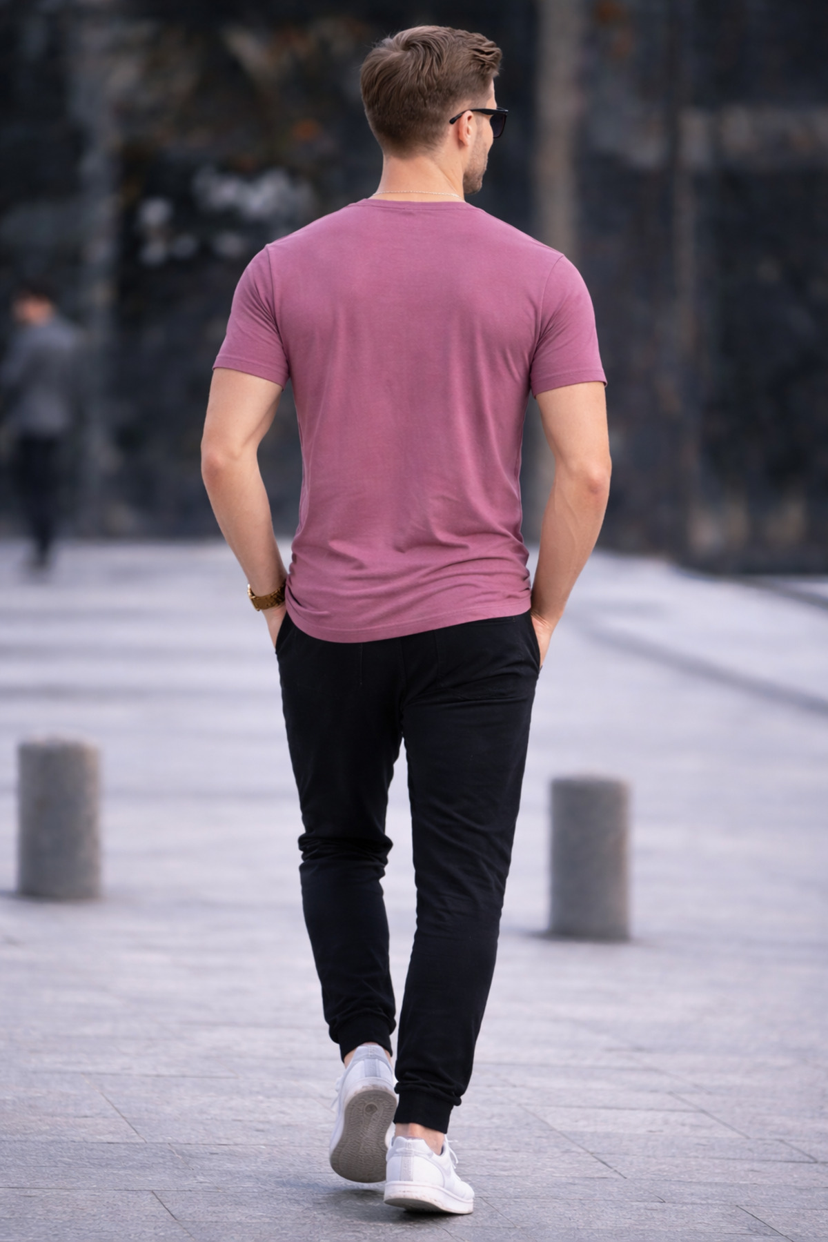 COMBİNE MİCHAİL Erkek Bisiklet Yaka Slim Basic Pembe Tişört görsel 6