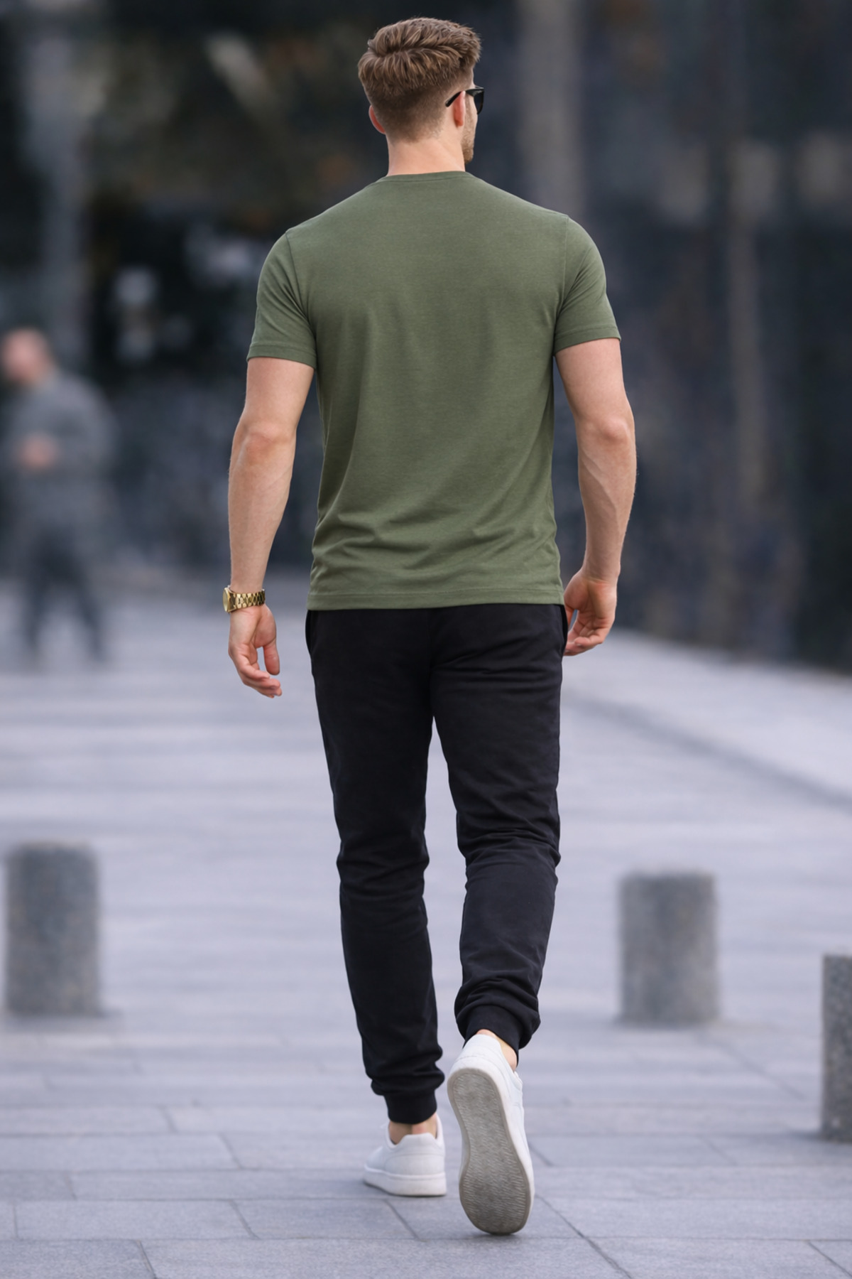COMBİNE MİCHAİL Erkek Bisiklet Yaka Slim Basic Haki Tişört görsel 6