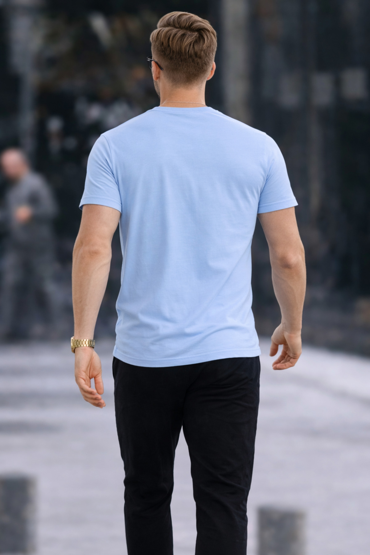 COMBİNE MİCHAİL Erkek Bisiklet Yaka Slim Basic B.Mavi Tişört görsel 6