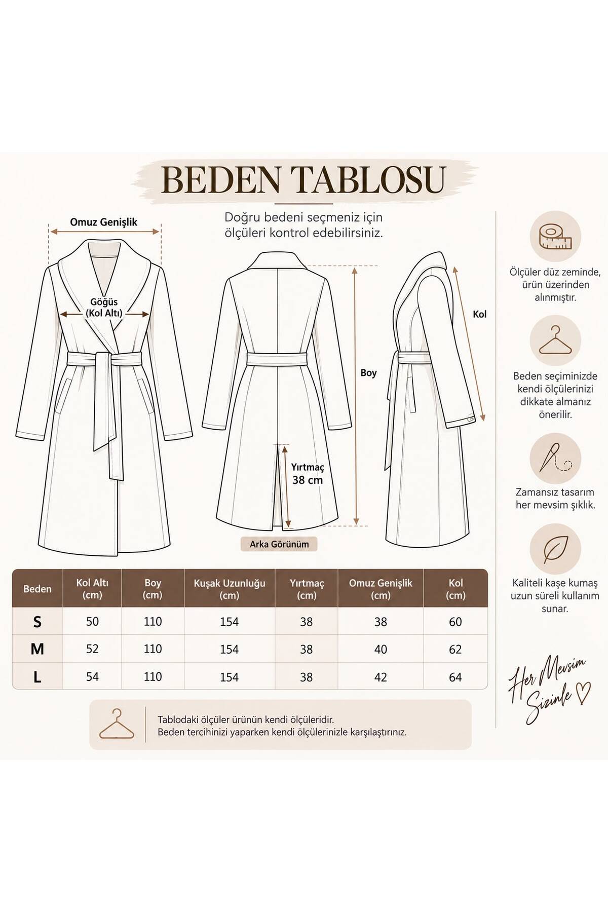 Moda Banuş Kadın Kuşaklı Cepli Yırtmaçlı Astarlı Siyah Kaşe Kaban görsel 2