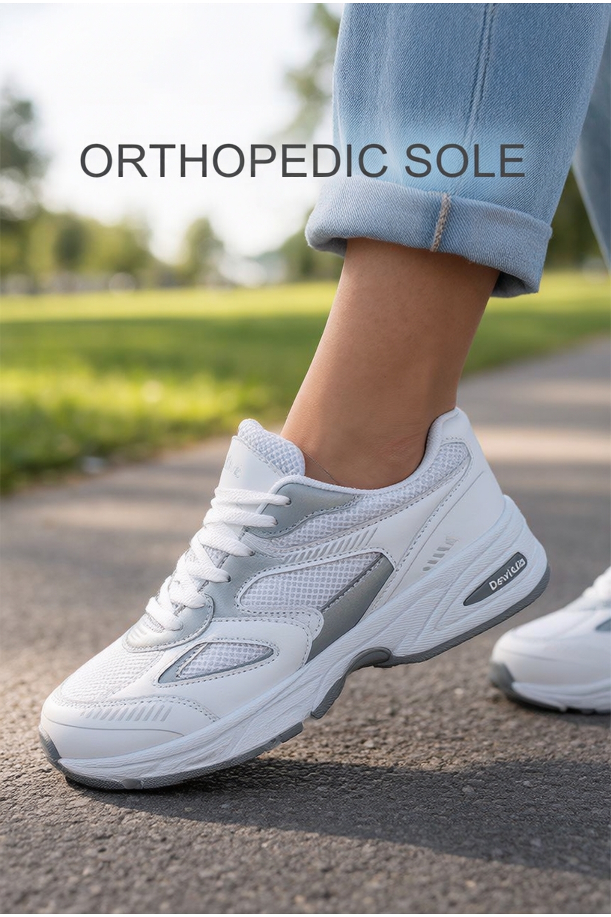 Devida Kadın Beyaz Spor Ayakkabı Günlük Rahat Kaymaz Air Taban Sneaker N110 görsel 3