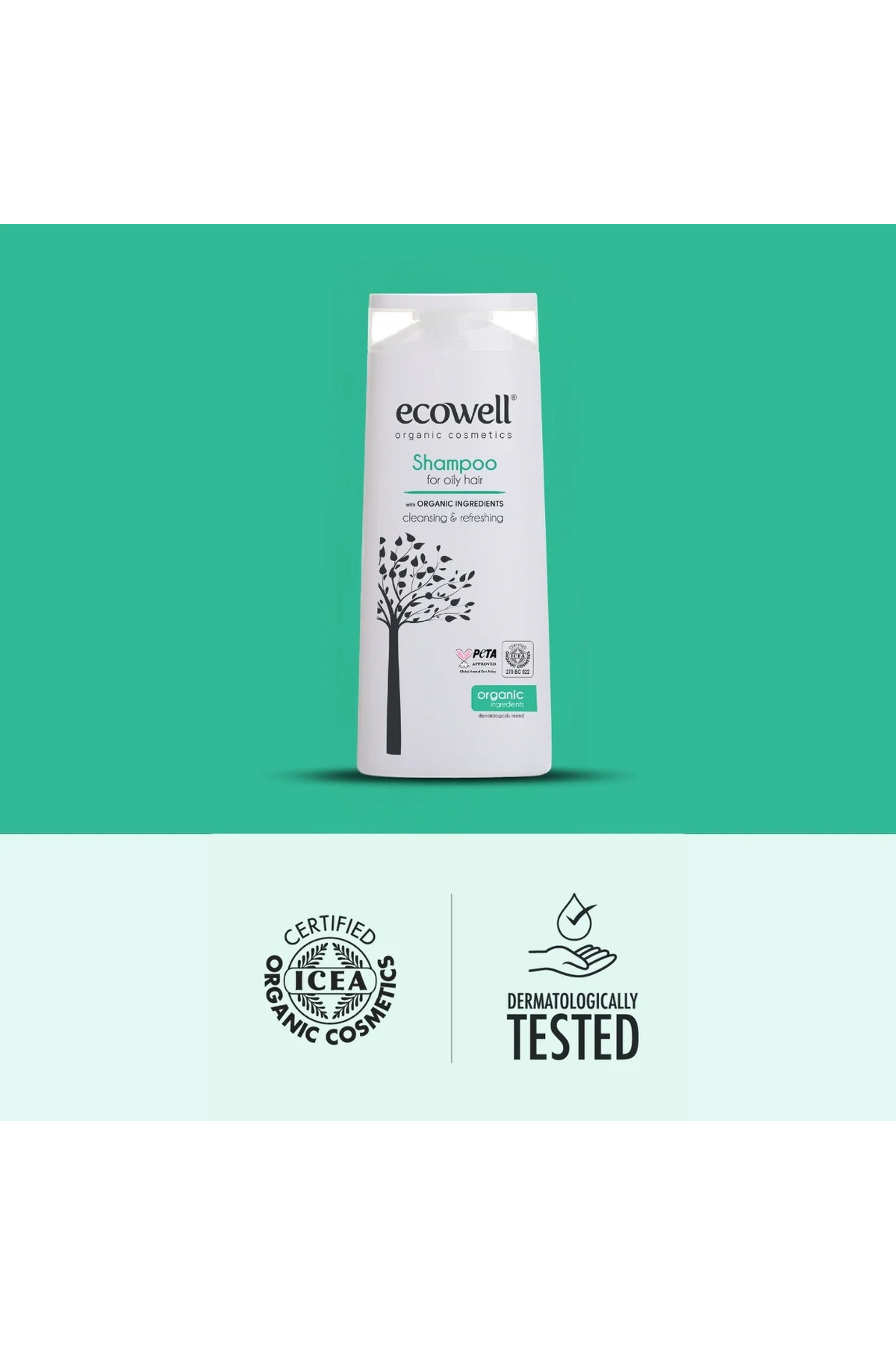 Saç Bakım Şampuanı, Organik İçerikli & Vegan Sertifikalı, Yağlı Saçlara Özel, Tuzsuz Ve Sülfatsız, 300ml — 8680624091510 — تصویر 4 از 5