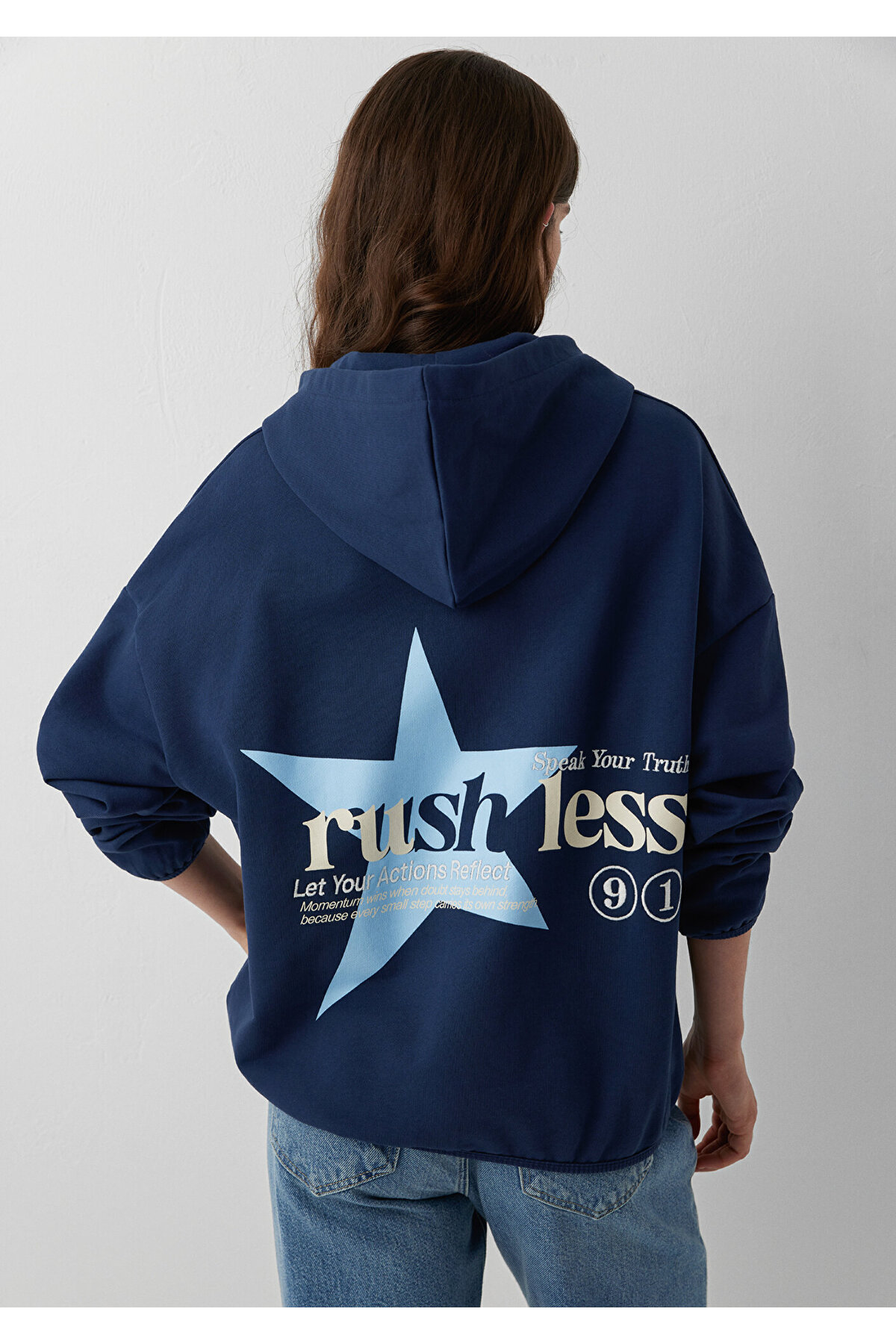 Mavi Kapüşonlu Lacivert Sweatshirt 1S20106-70487