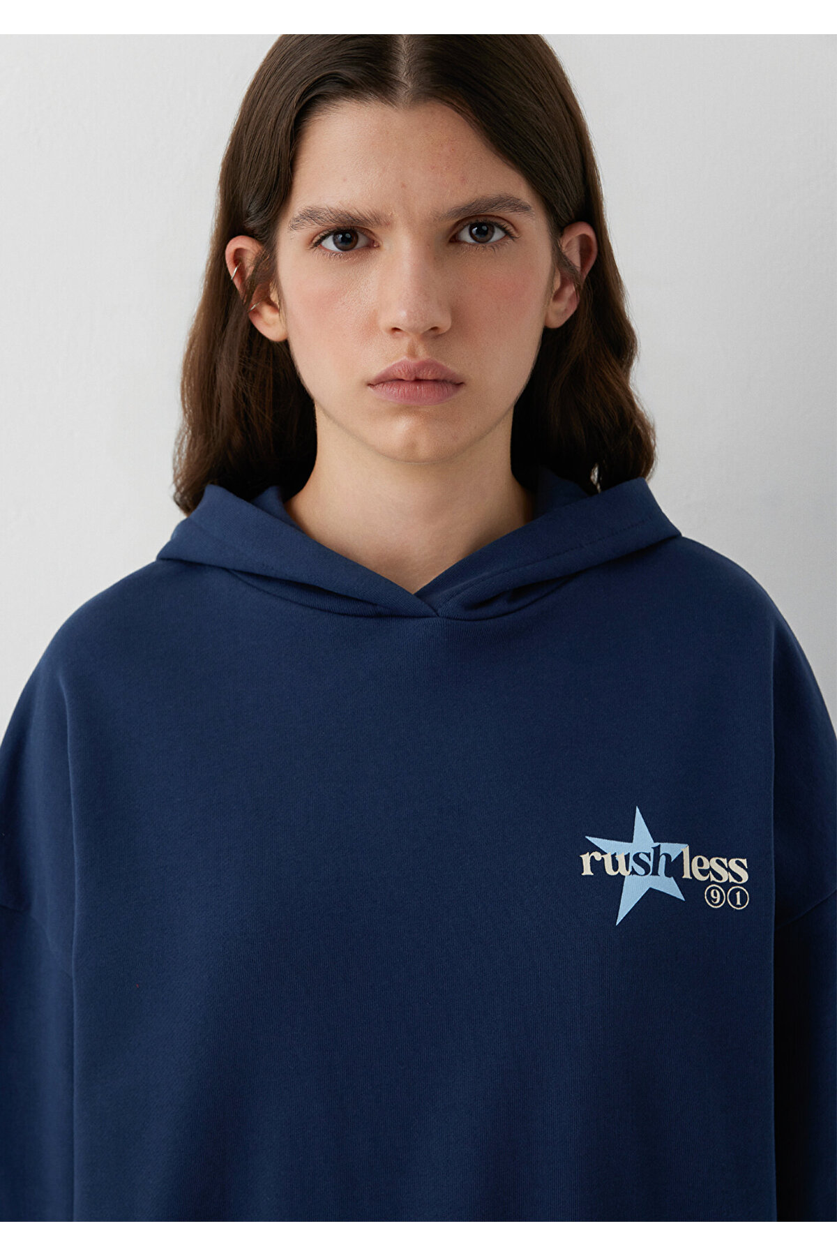 Mavi Kapüşonlu Lacivert Sweatshirt 1S20106-70487 görsel 6